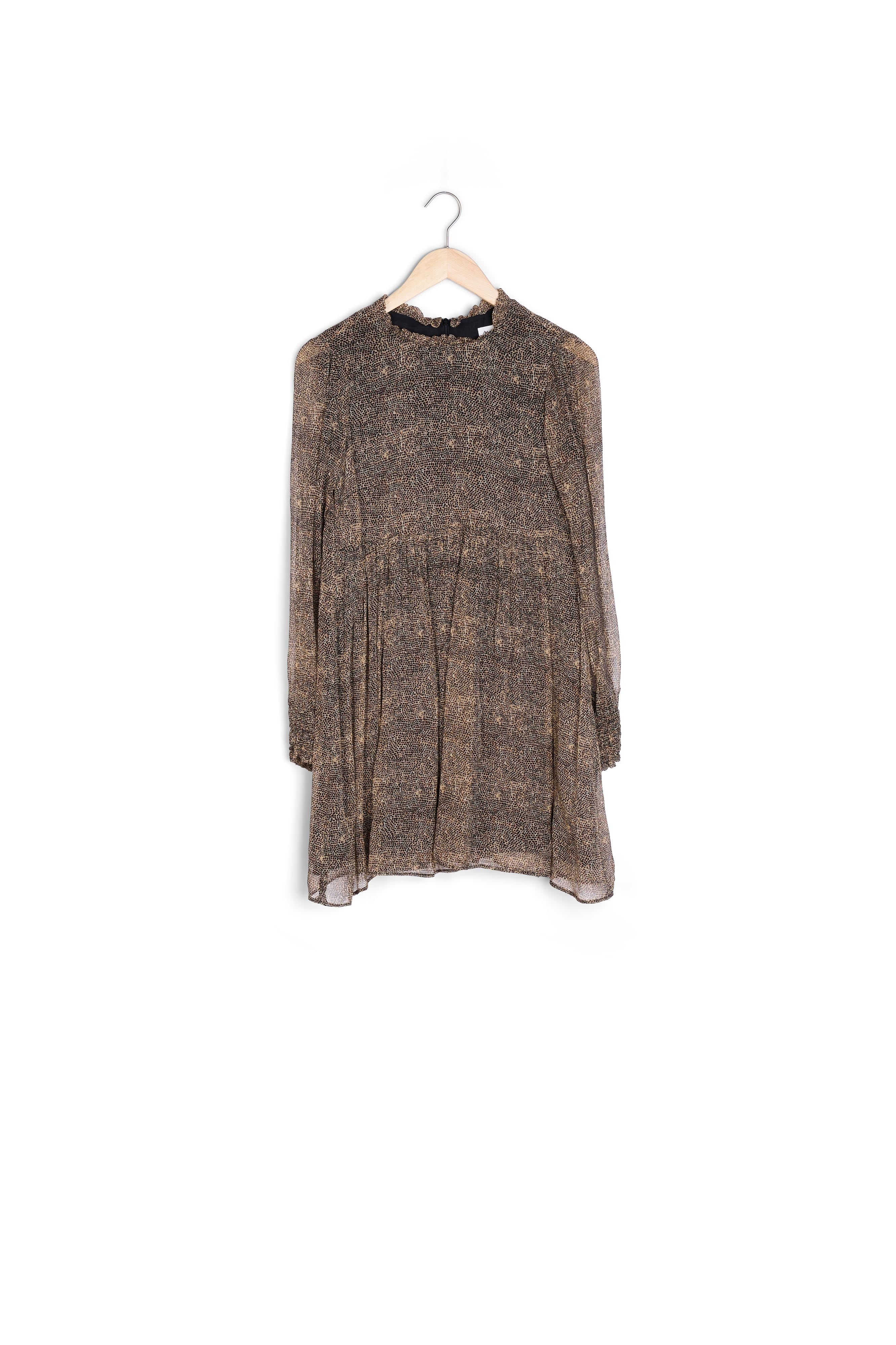 Robe courte fluide imprimée camel Shannel Faume - seconde main