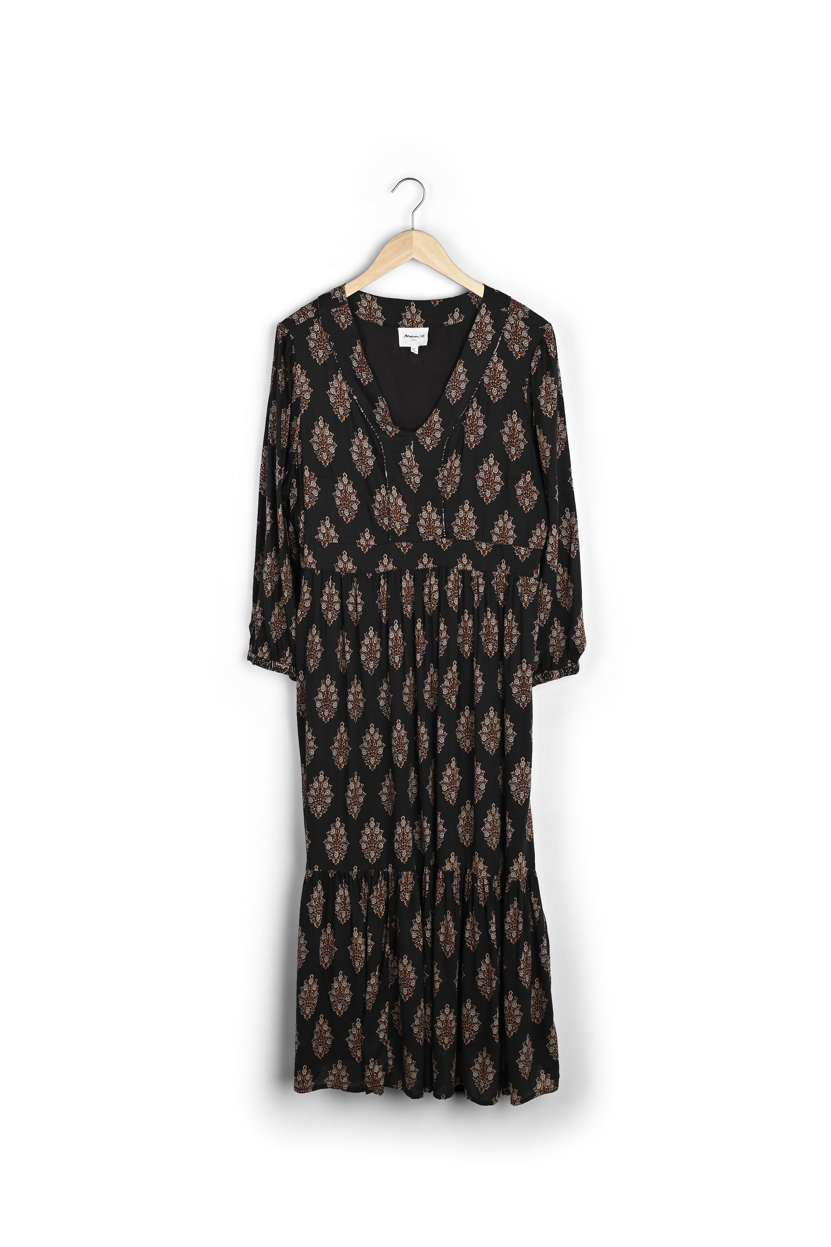 Robe longue imprimée noire HUDINE Faume - seconde main