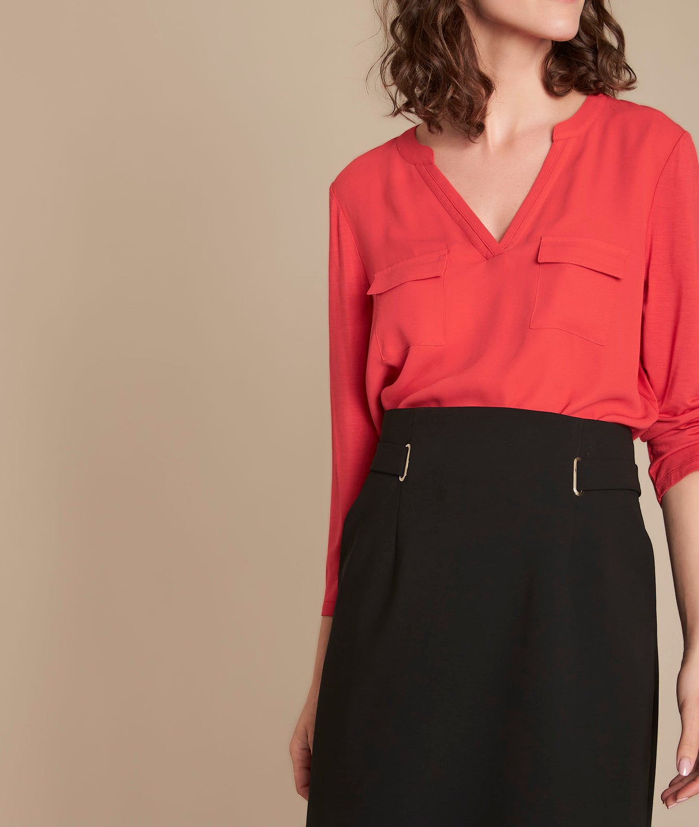 Blouse bimatière rouge Genna Faume - seconde main