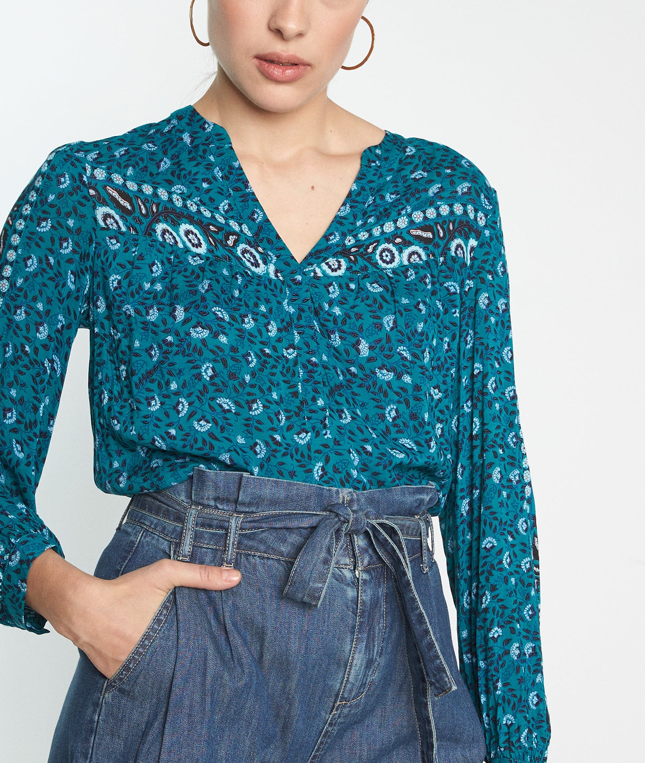 Blouse imprimée verte Liane Faume - seconde main