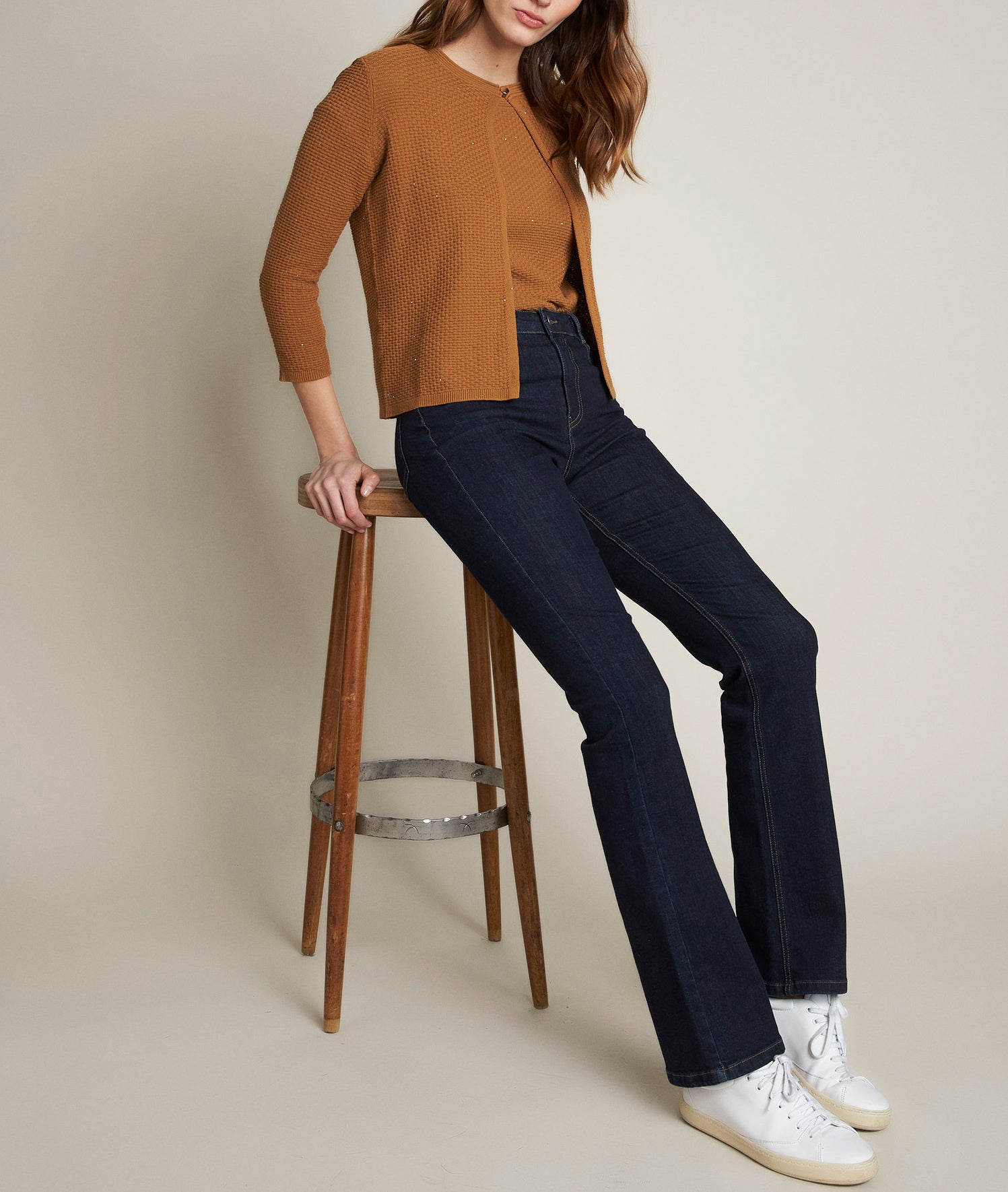 Le Vintage flare : jean tressé brut Saphir Faume - seconde main