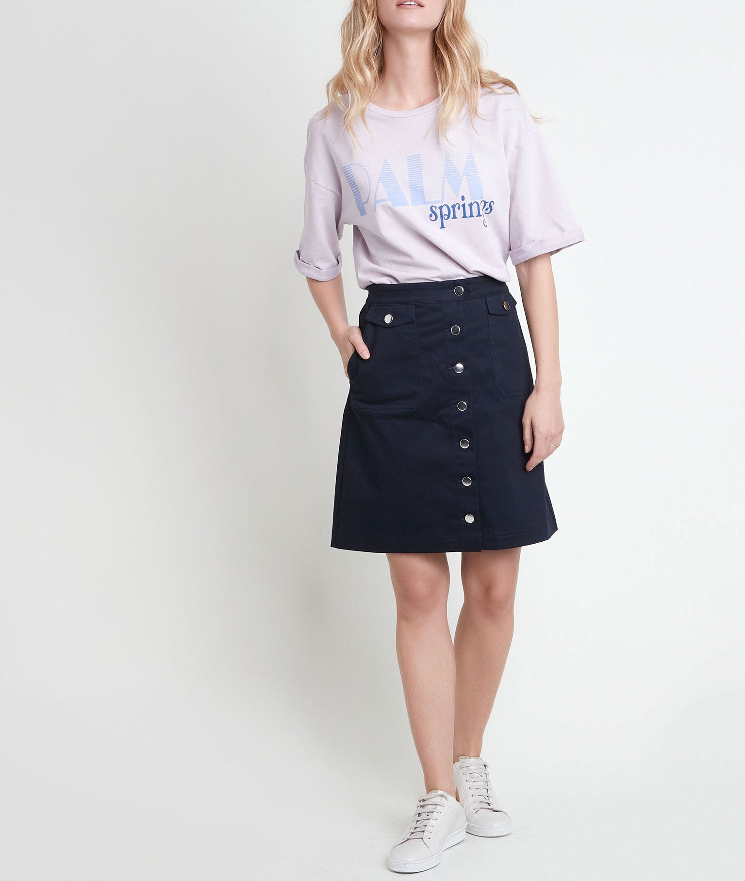 Jupe marine boutonnée Ambre Faume - seconde main