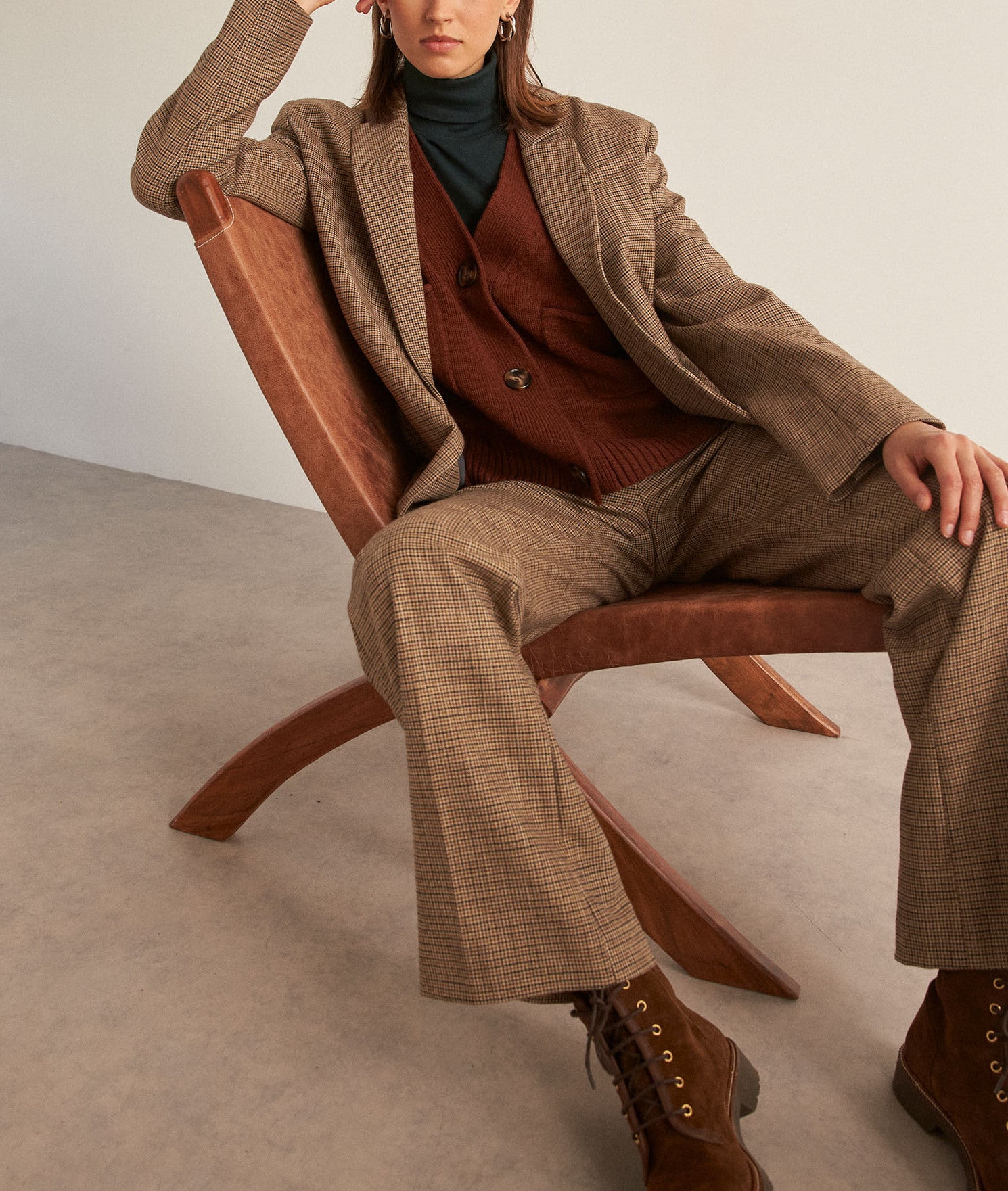 Cardigan en laine responsable et yack chocolat Bella Faume - seconde main