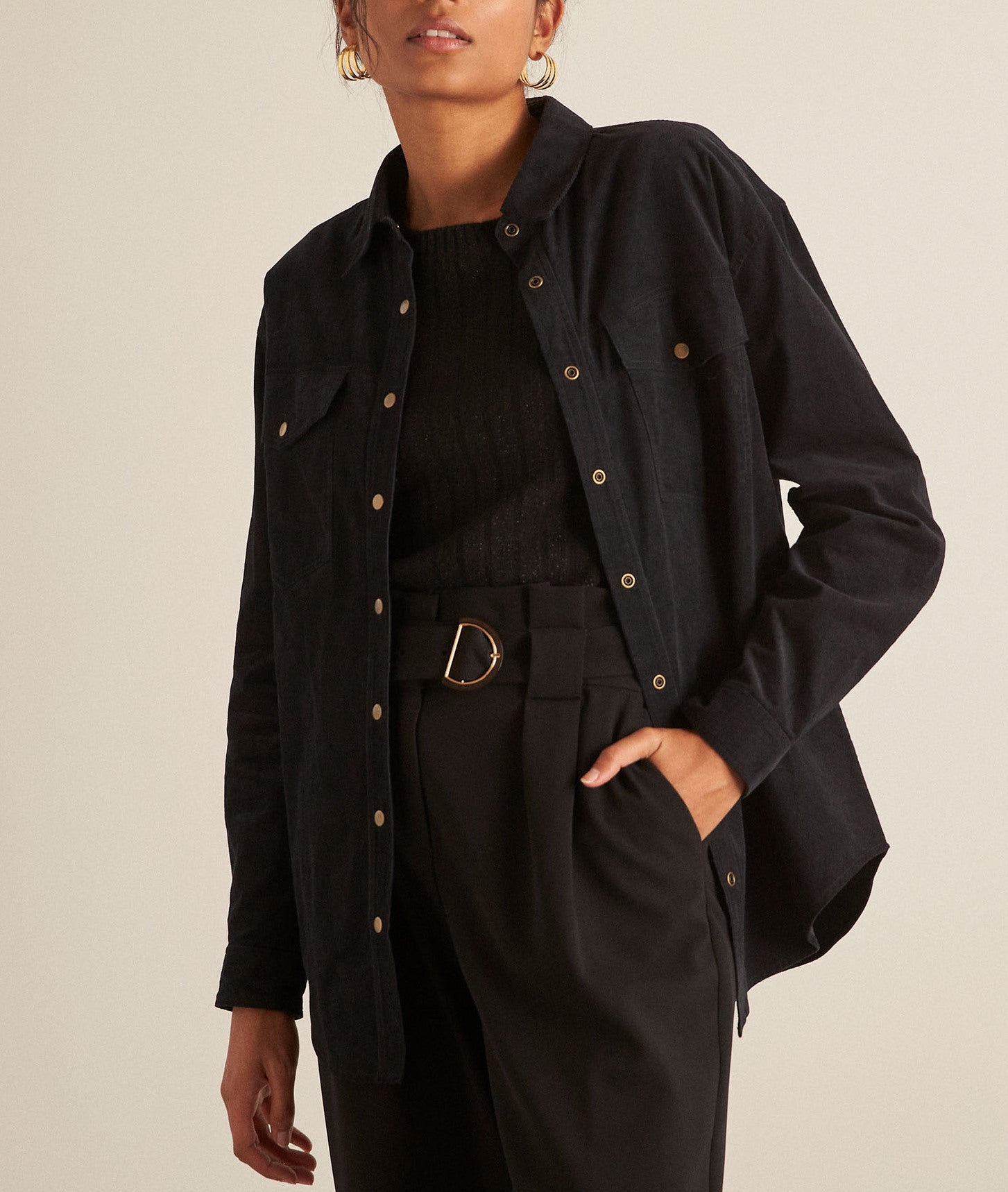 Chemise en velours noire Chimene Faume - seconde main