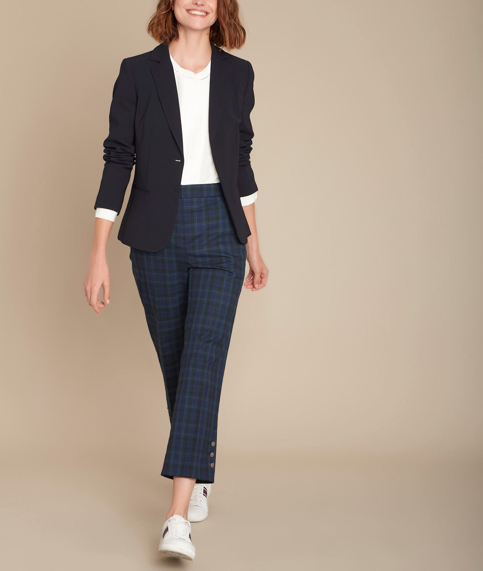 Pantalon cigarette à carreaux Edmee Faume - seconde main