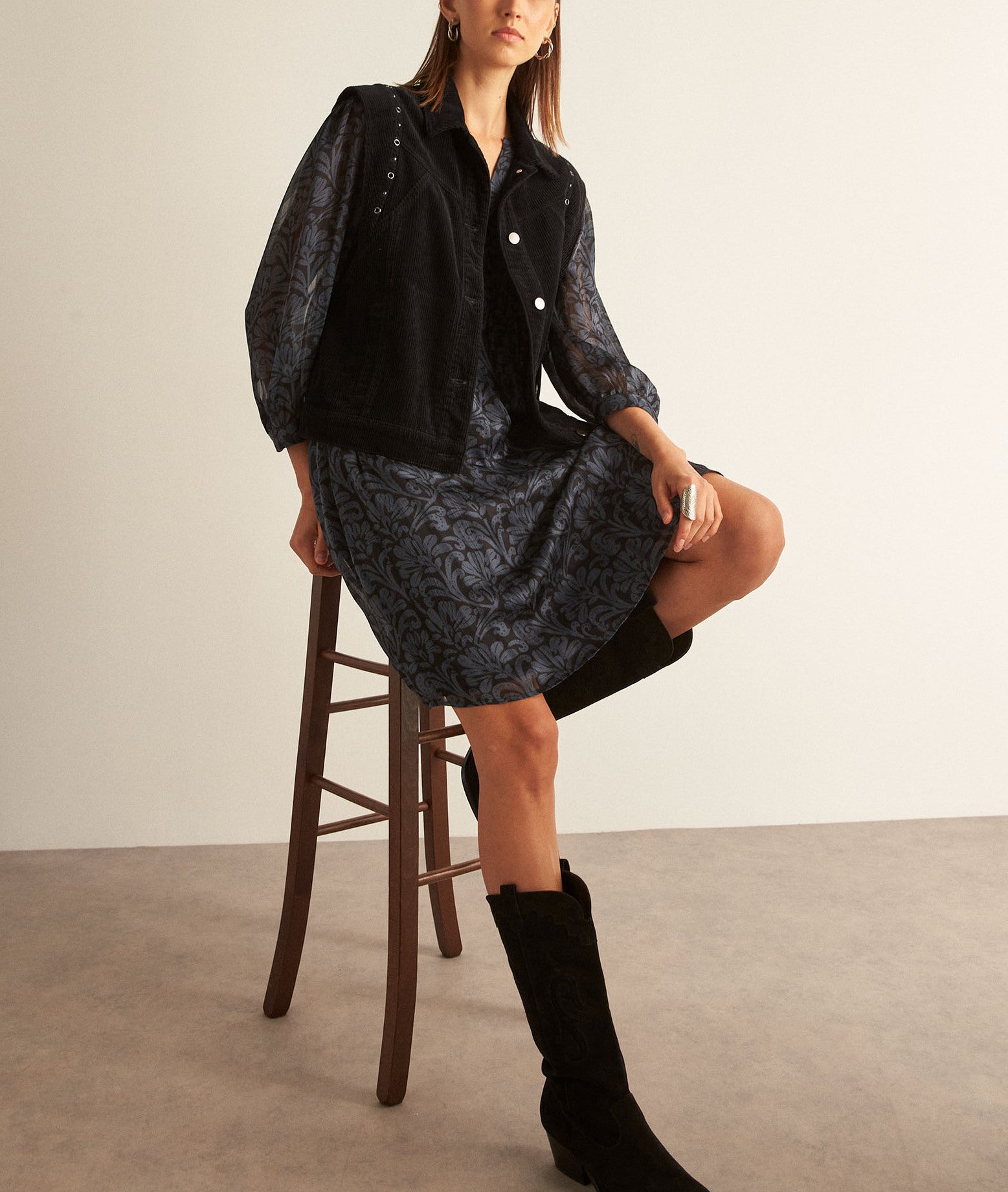 Robe courte imprimée bleue Calypso Faume - seconde main