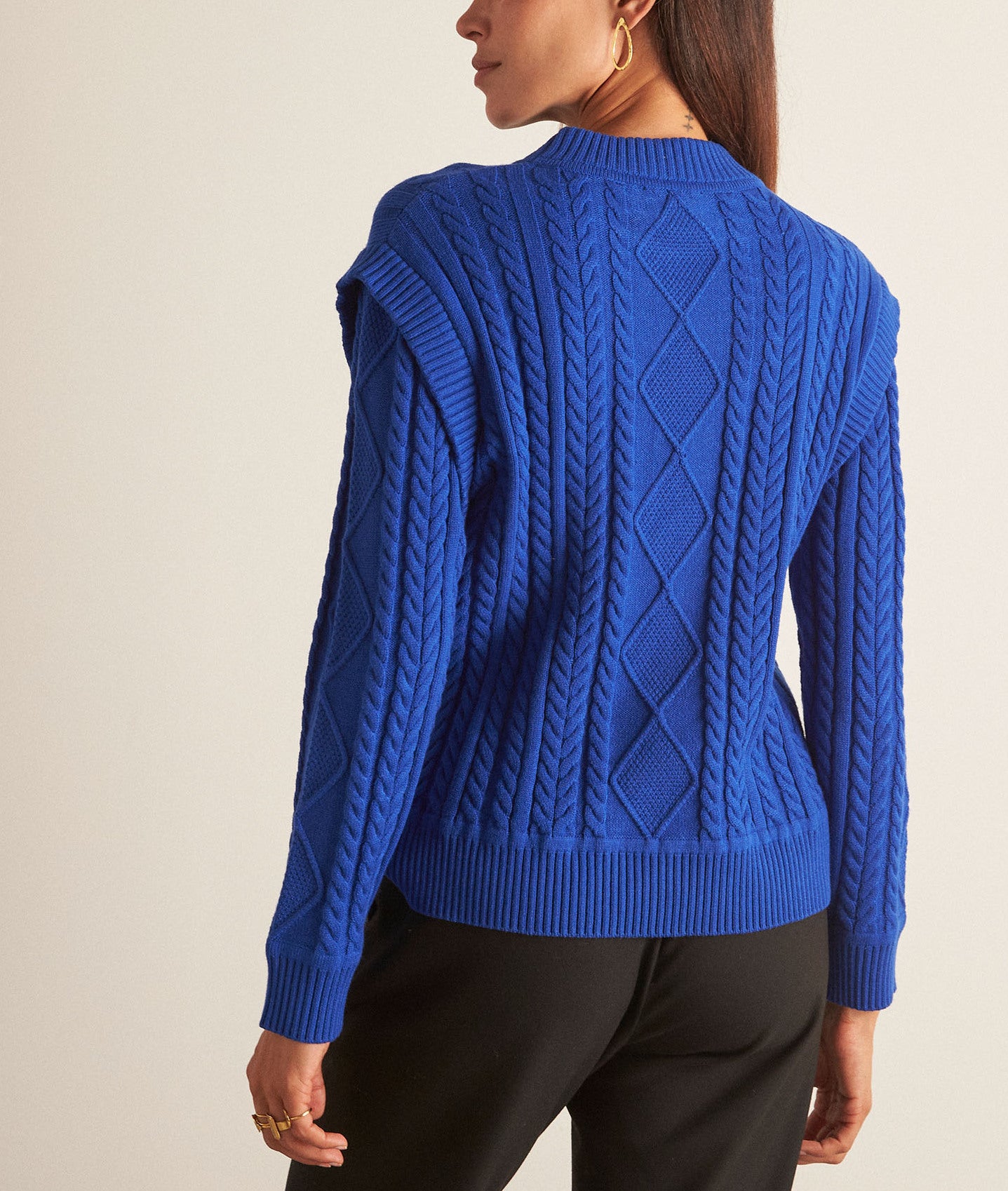 Pull torsadé en viscose EcoVero bleu roi Basso Faume - seconde main