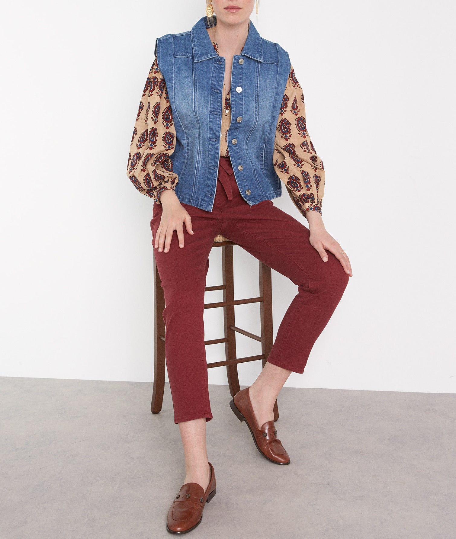 Veste en jean sans manches stone used Agathe Faume - seconde main