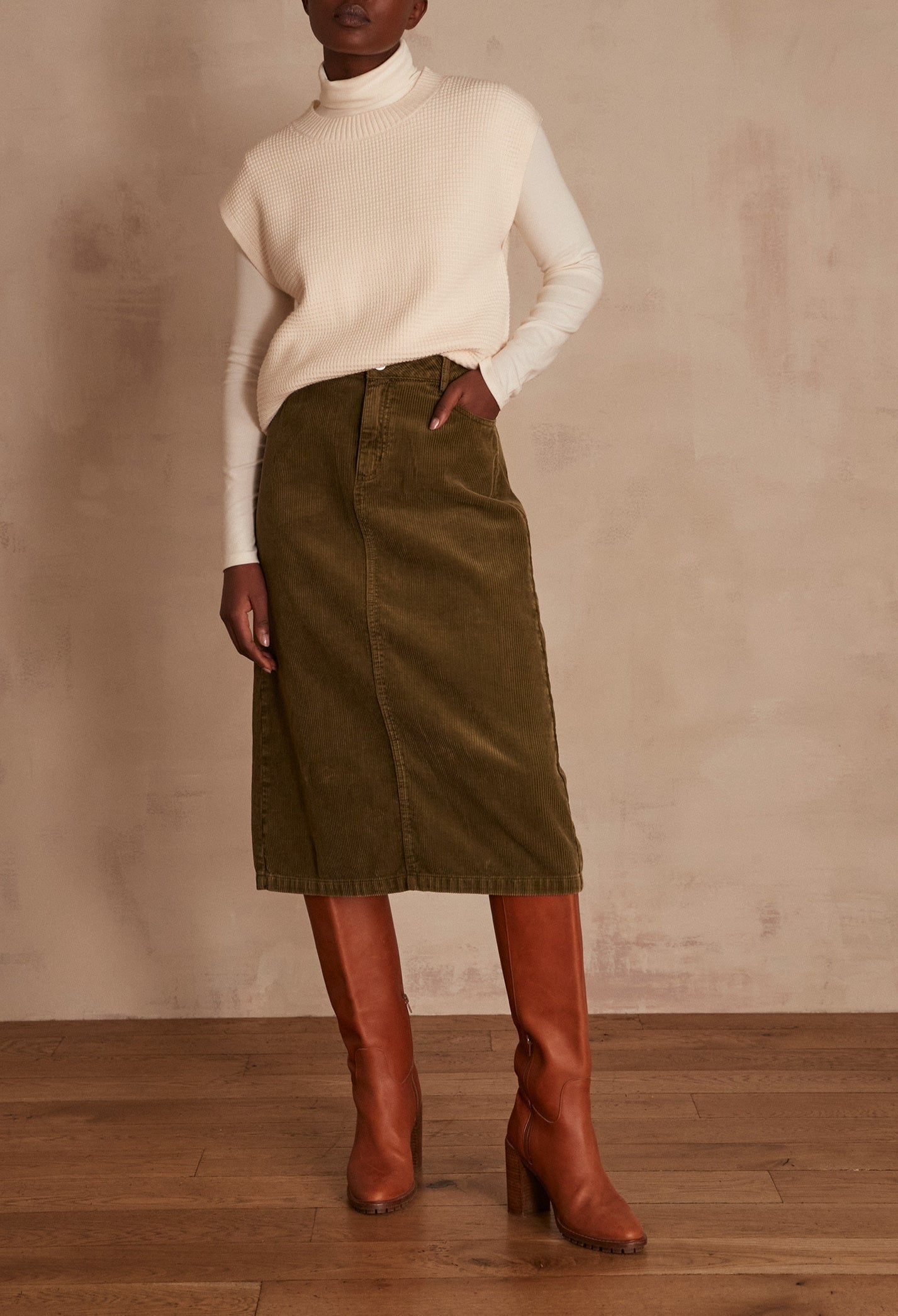 Jupe en velours Kayne Faume - seconde main