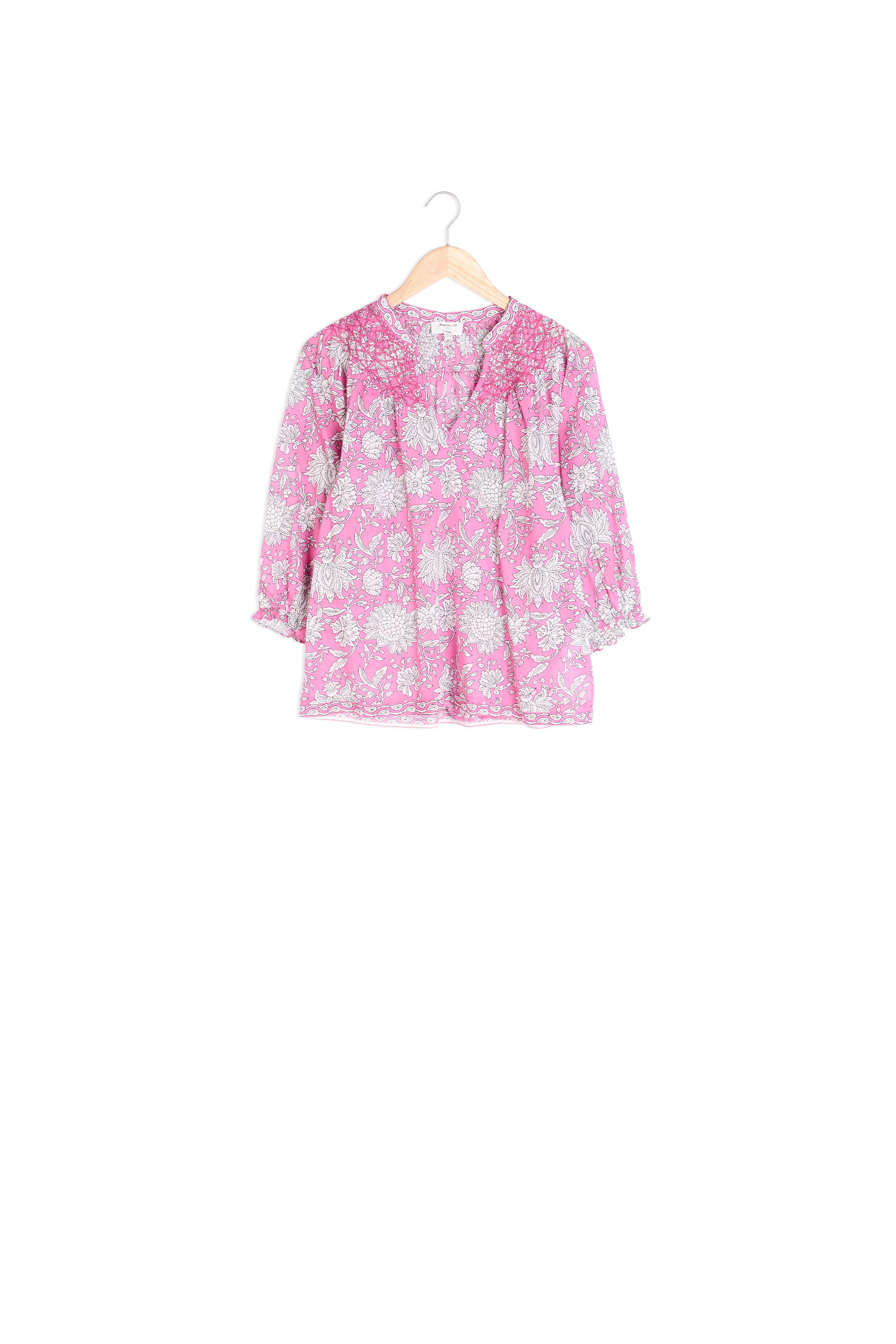Blouse imprimée en coton bio fushia Libellule Faume - seconde main