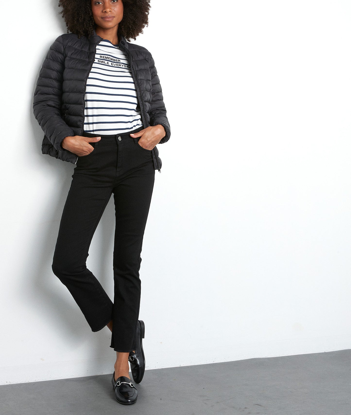 Jean droit à bords francs en coton noir Patience Faume - seconde main