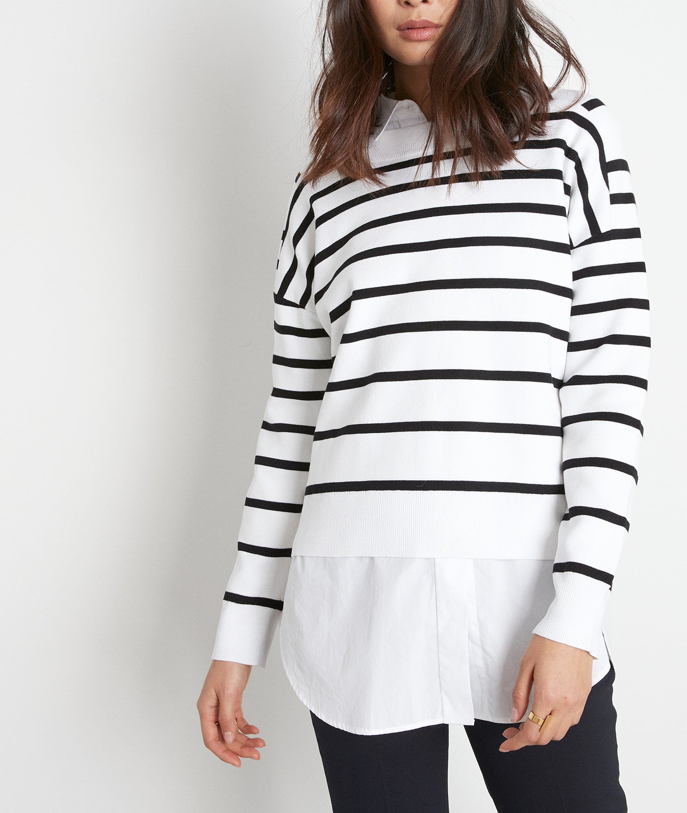 Pull marinière en viscose EcoVero blanche Paolino Faume - seconde main