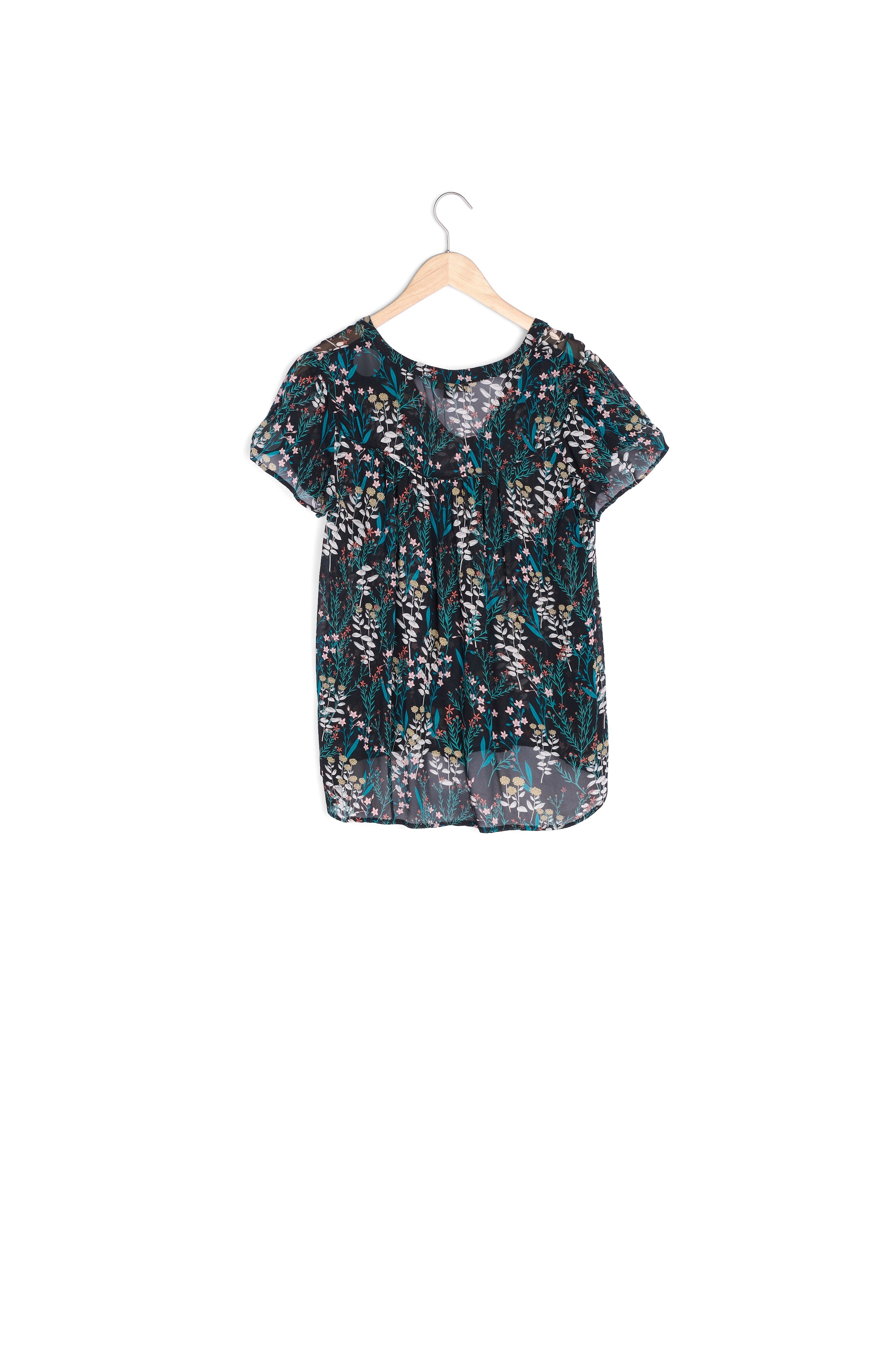 Blouse noire imprimé fleuri Valaya Faume - seconde main