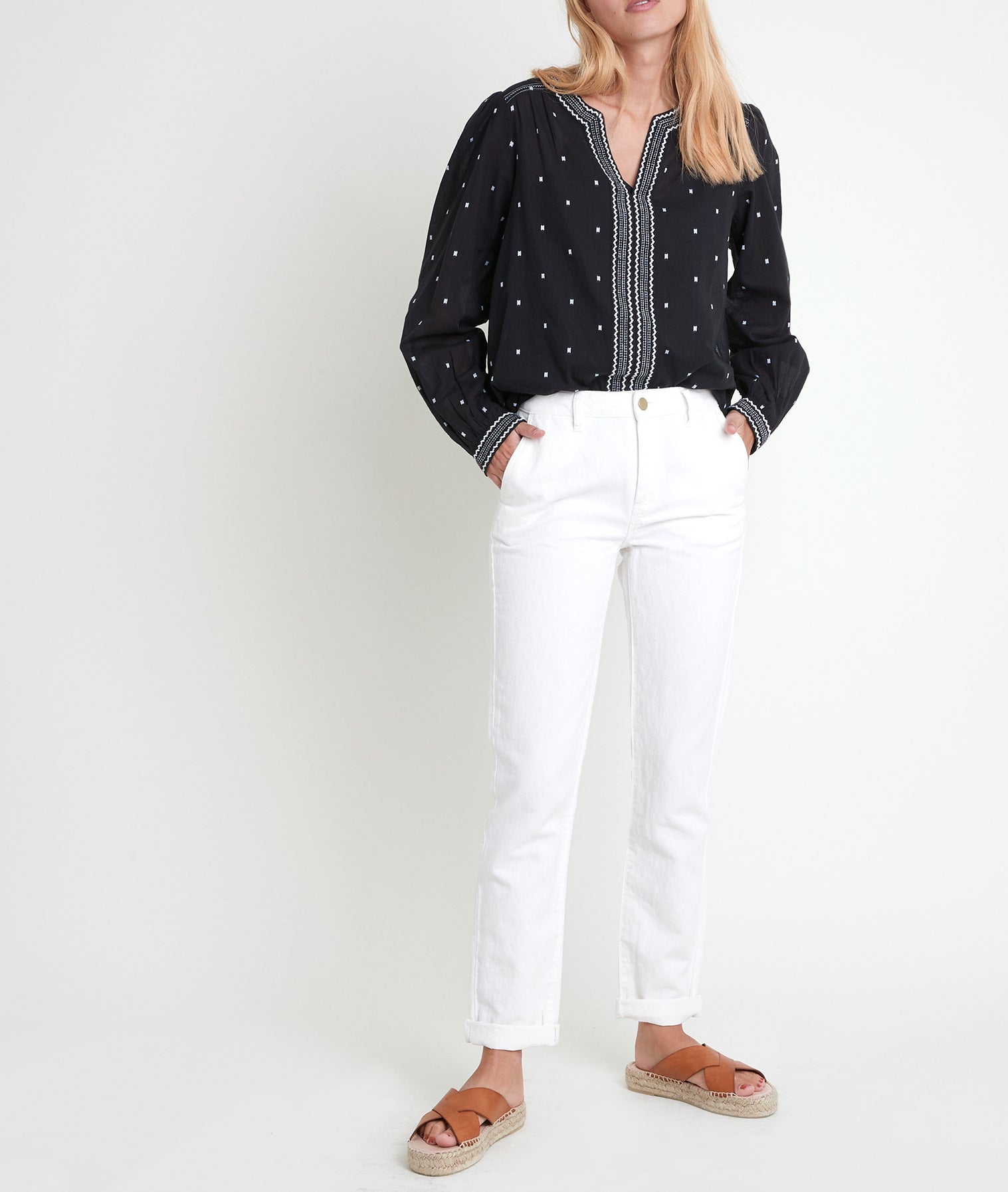 Blouse brodée noire Talissa Faume - seconde main