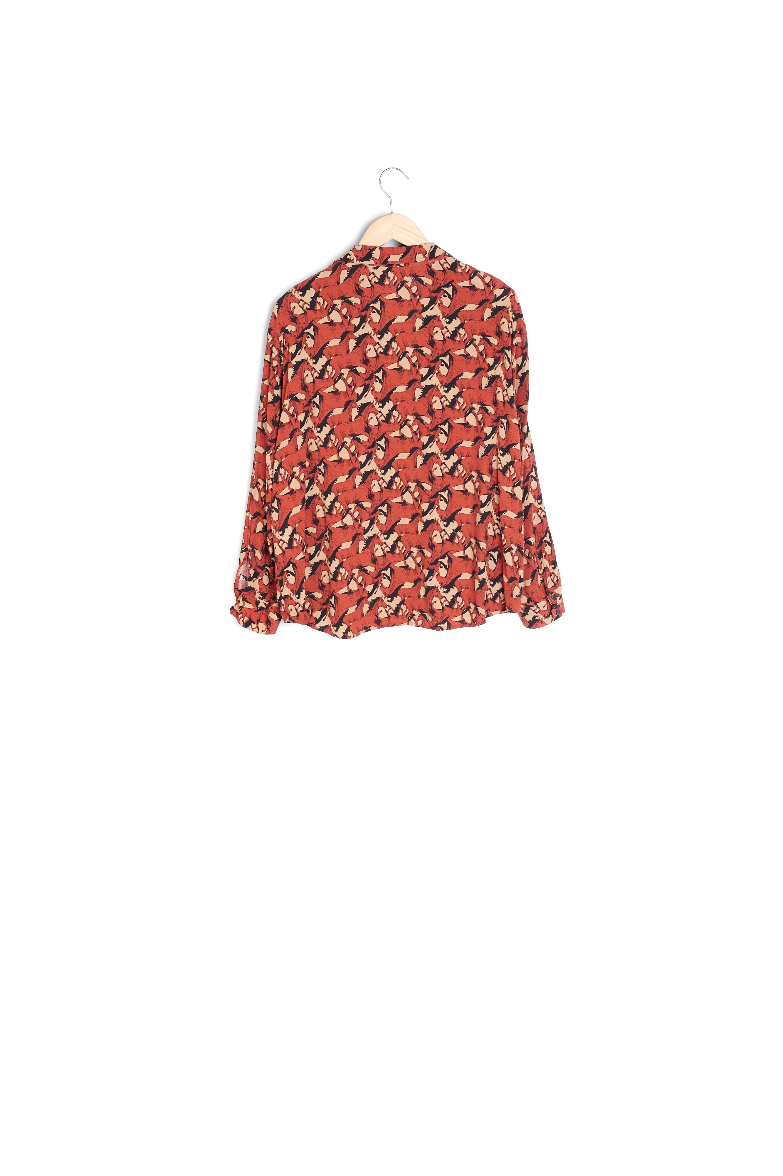 Blouse acajou imprimé cheval Cathleen Faume - seconde main