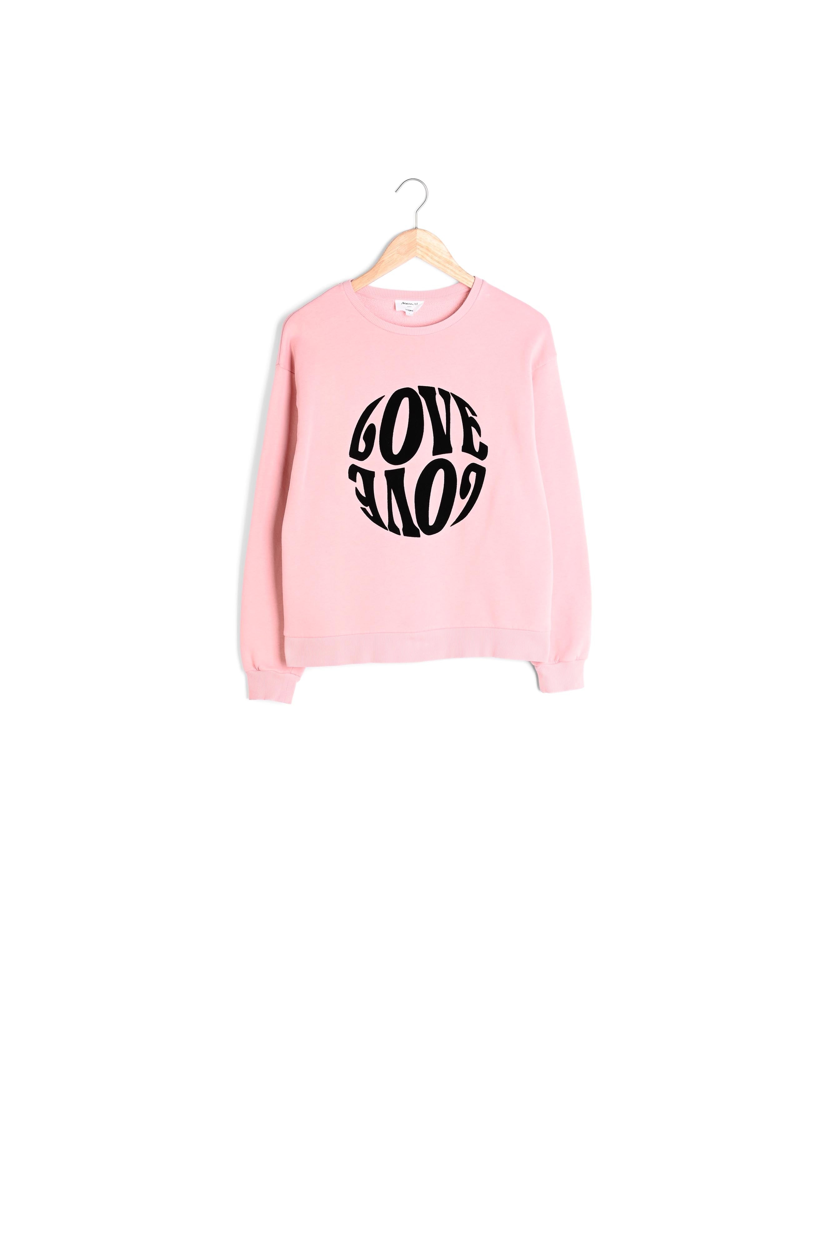Sweat-shirt doux floqué rose Eloise Faume - seconde main