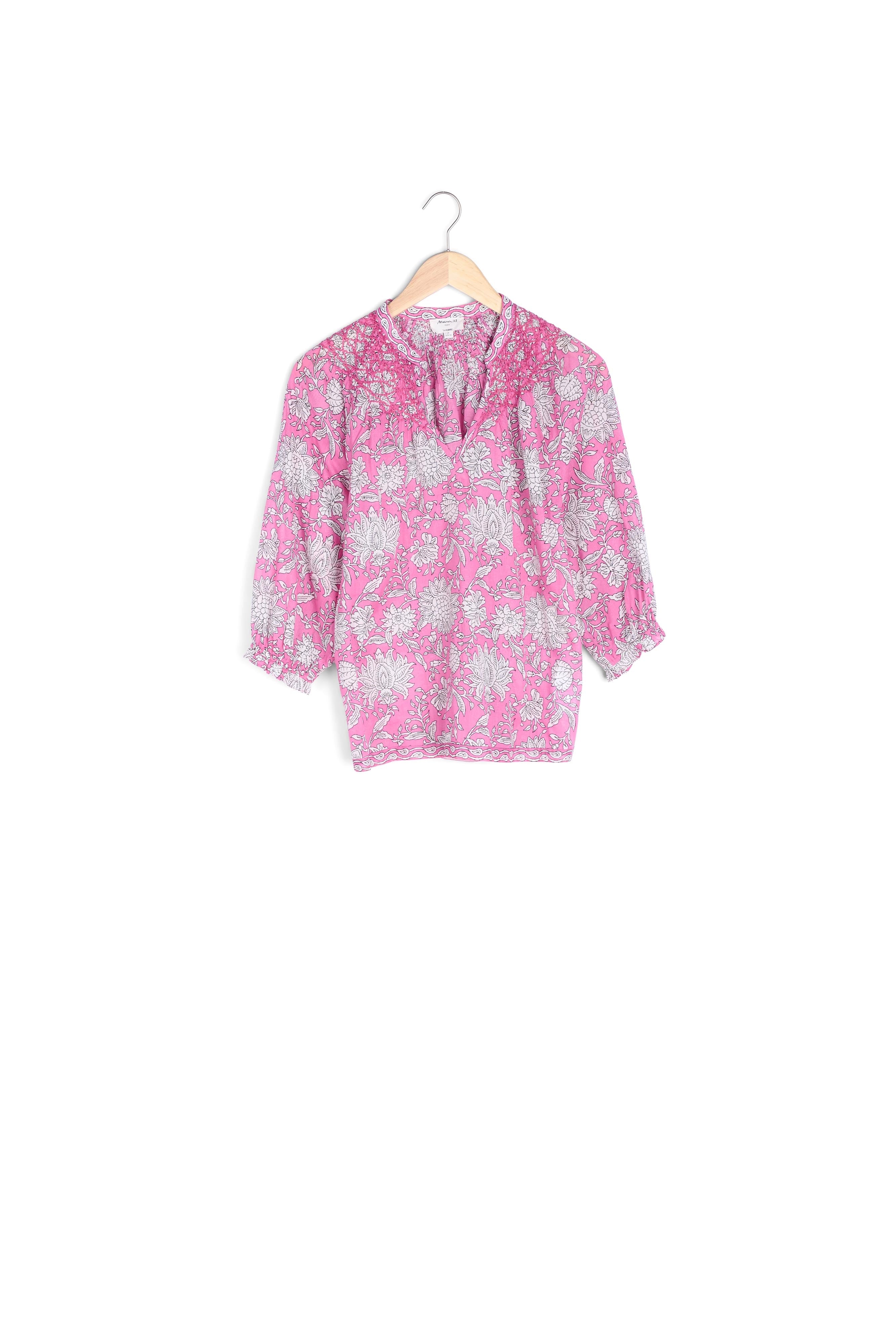 Blouse imprimée en coton bio fushia Libellule Faume - seconde main