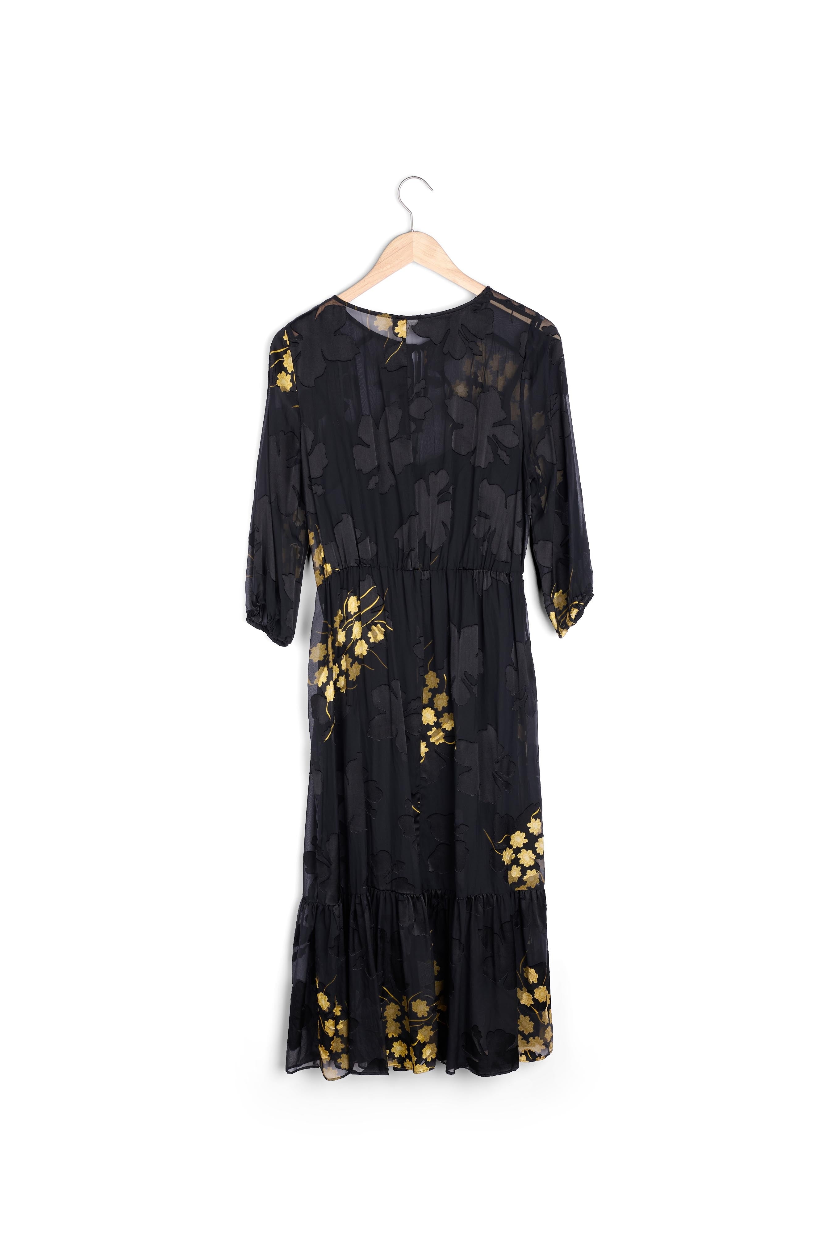 Robe noire longue imprimée Rena Faume - seconde main