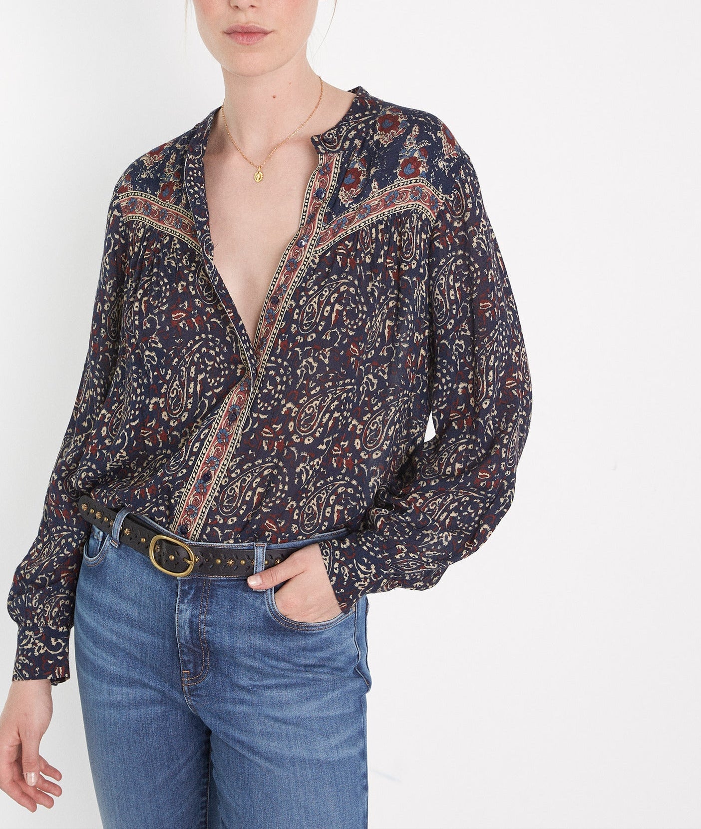 Blouse imprimée encre Cindra Faume - seconde main