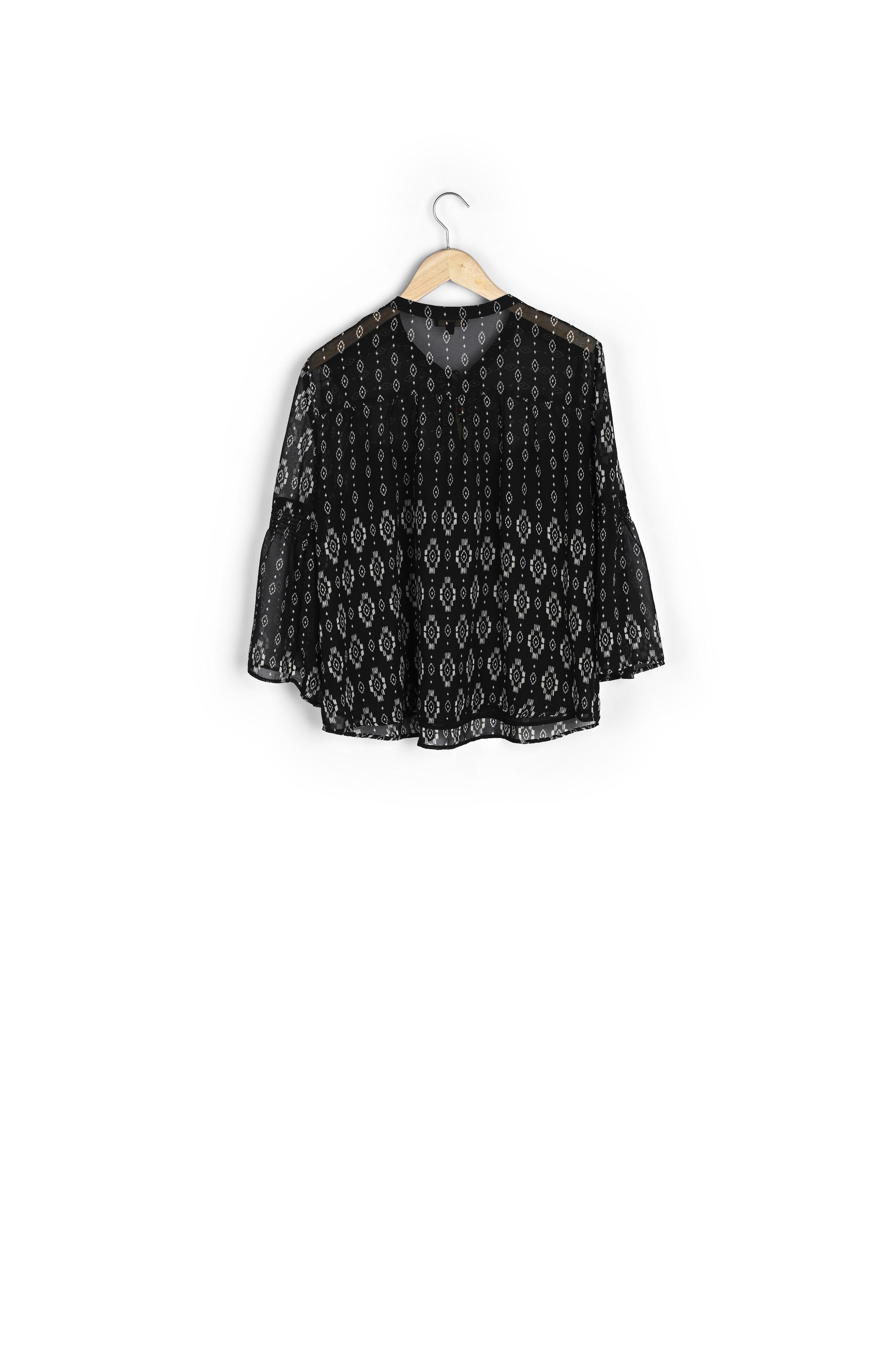 Blouse noire à motifs fantaisie Victoria Faume - seconde main