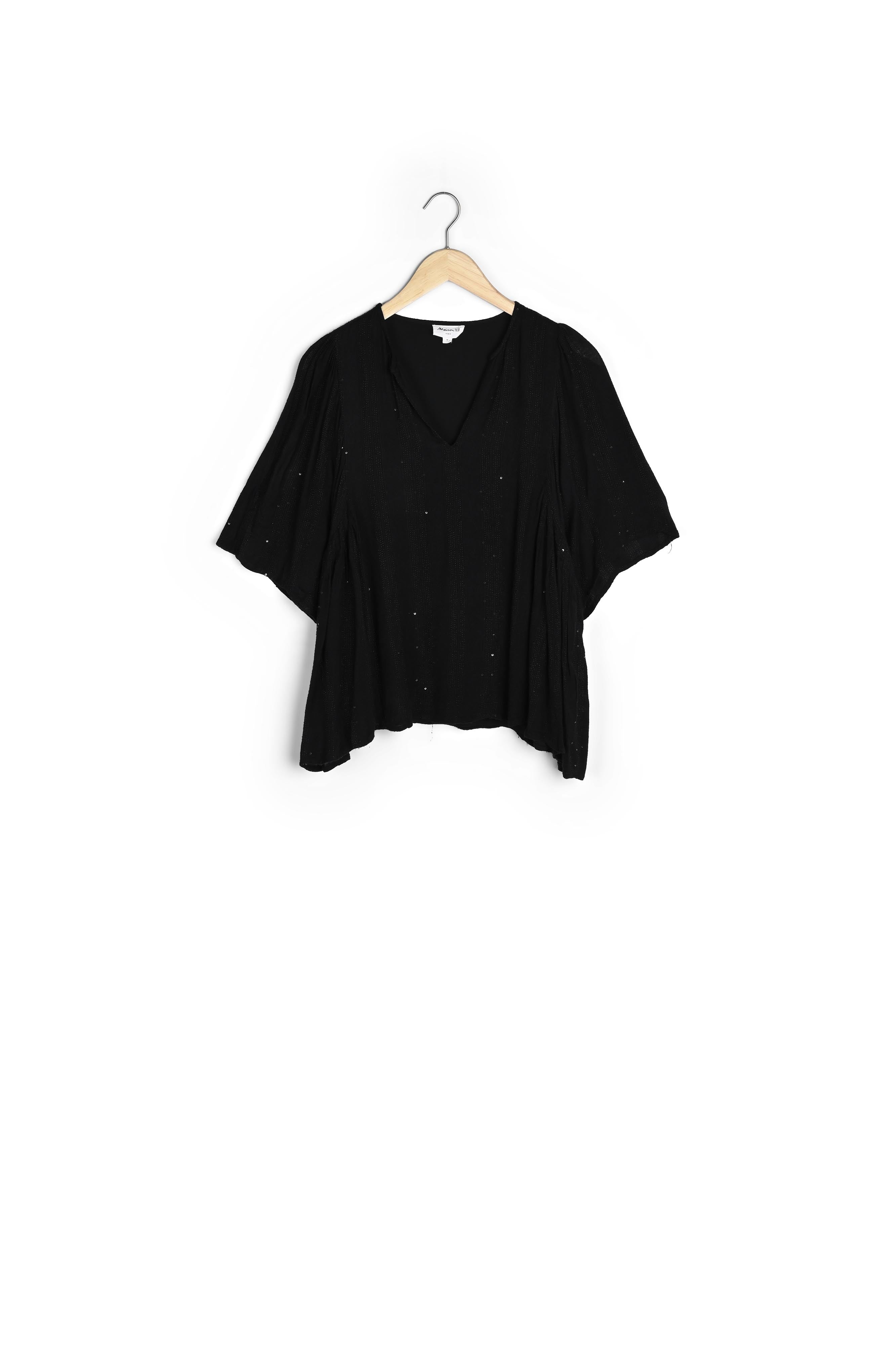 Blouse à sequins noire June Faume - seconde main