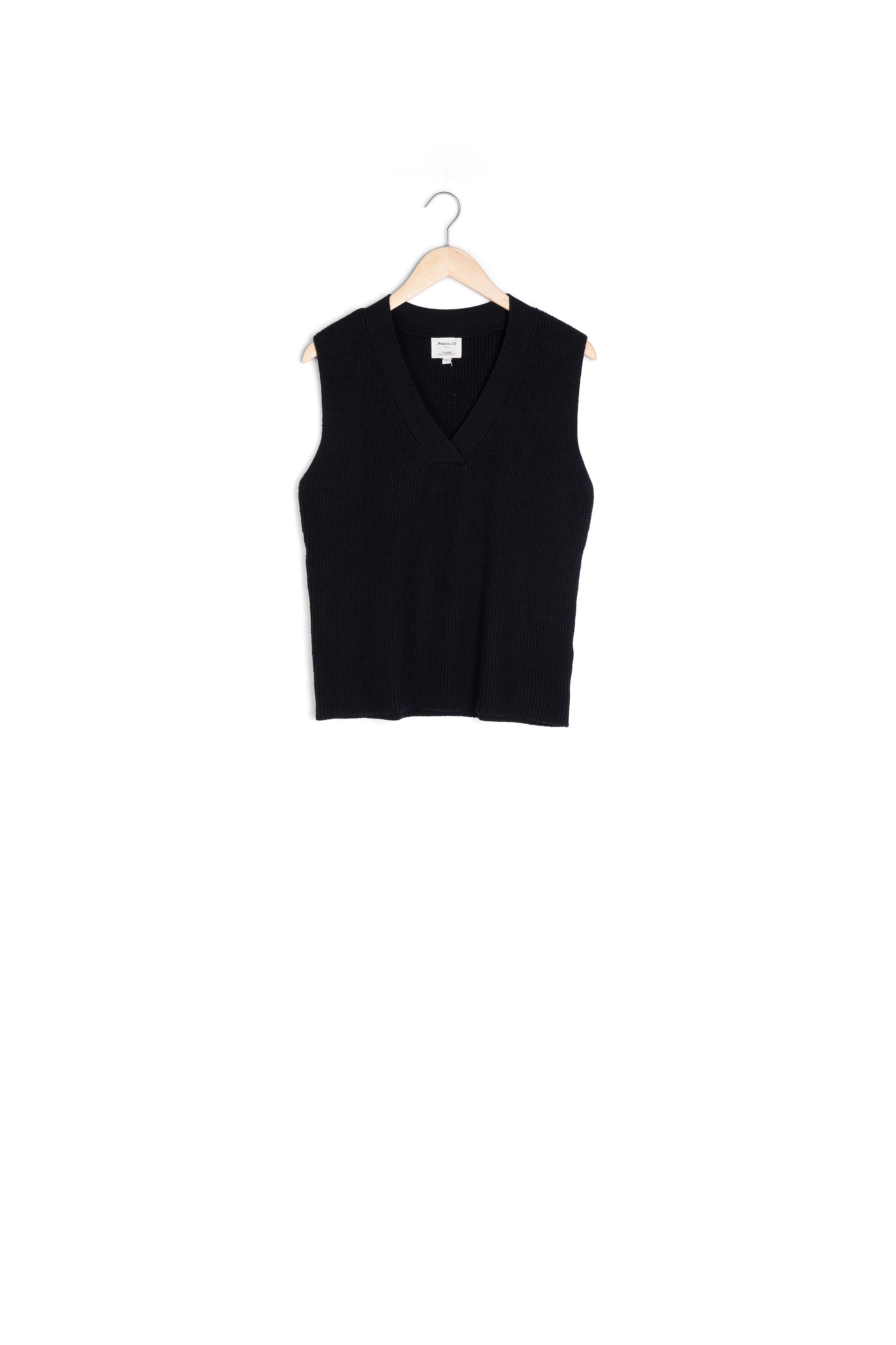 Pull sans manches en maille responsable noir Pacome Faume - seconde main