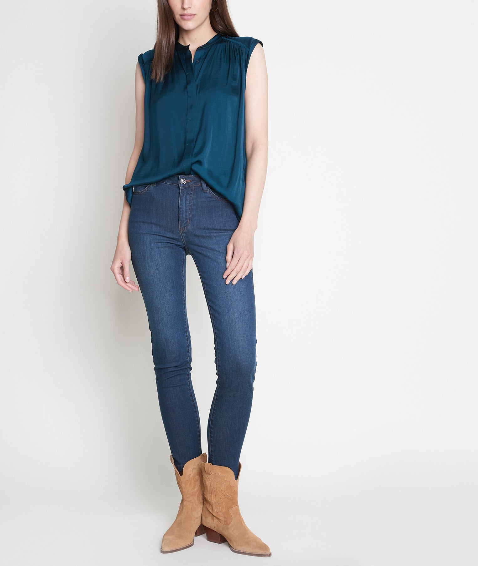 Jean slim taille haute en denim brut Nateo Faume - seconde main