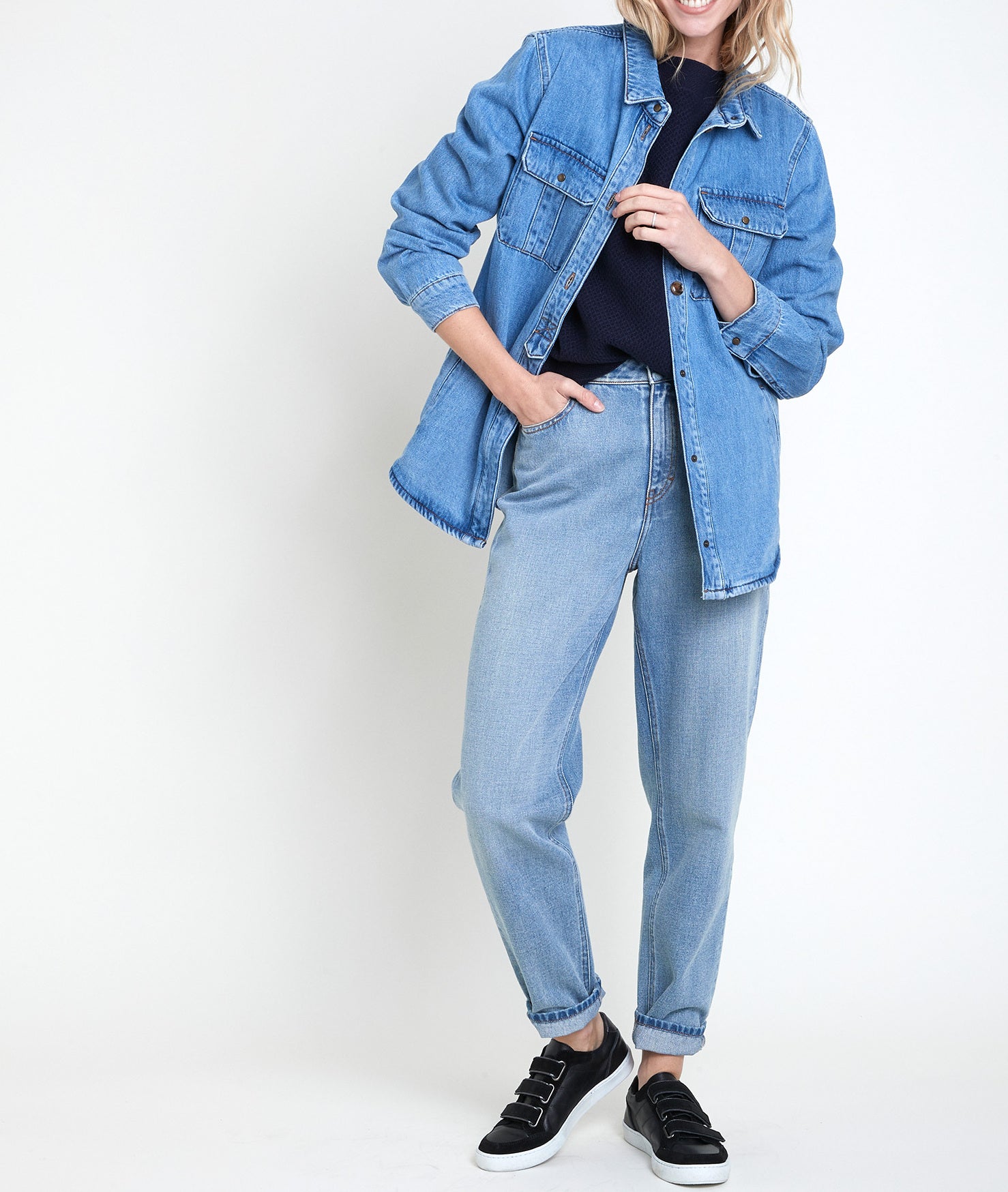 Surchemise en denim Perle Faume - seconde main