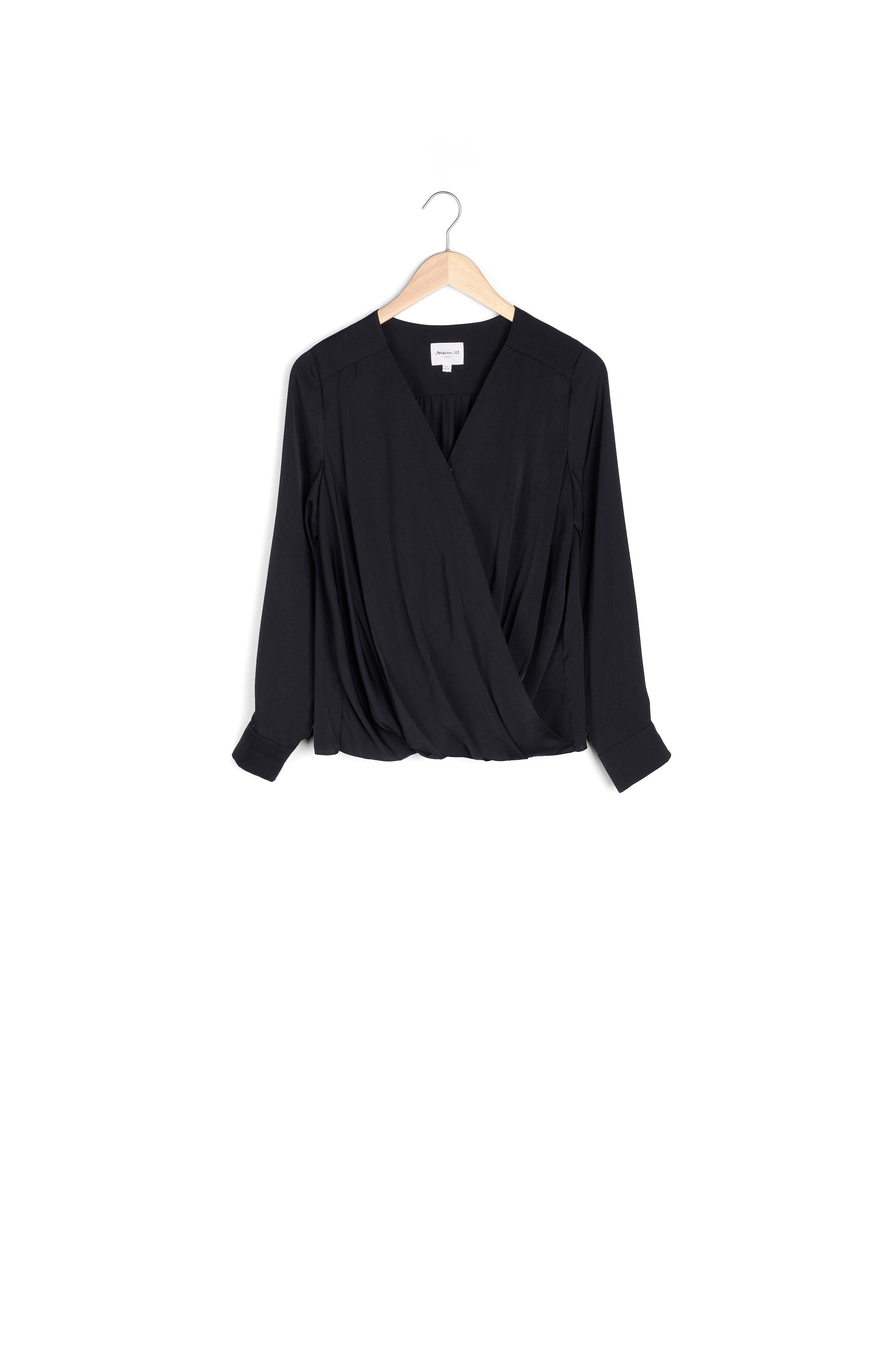 Blouse drapée noire Jalila Faume - seconde main