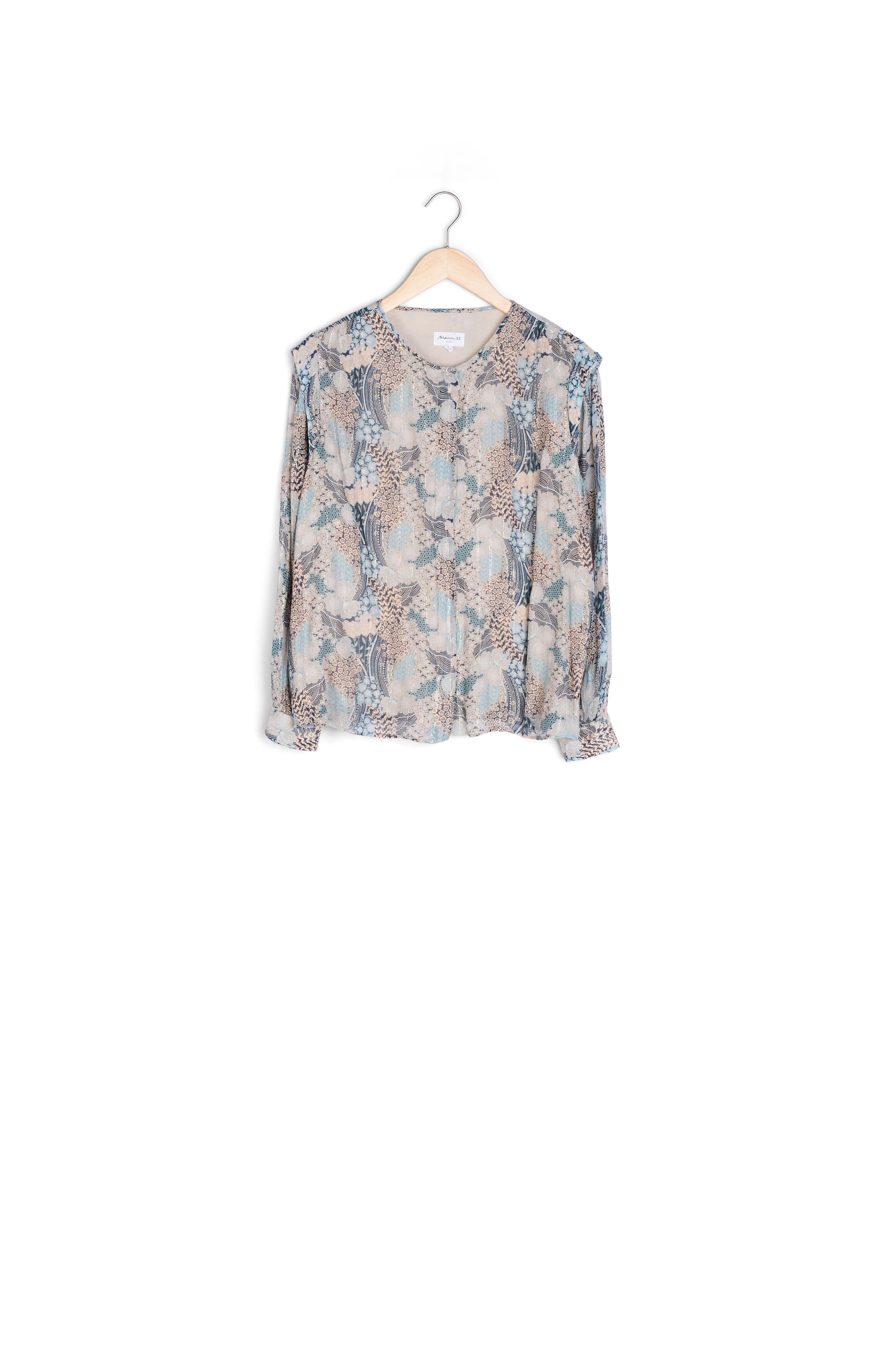 Blouse imprimée fluide beige et bleue Celina Faume - seconde main