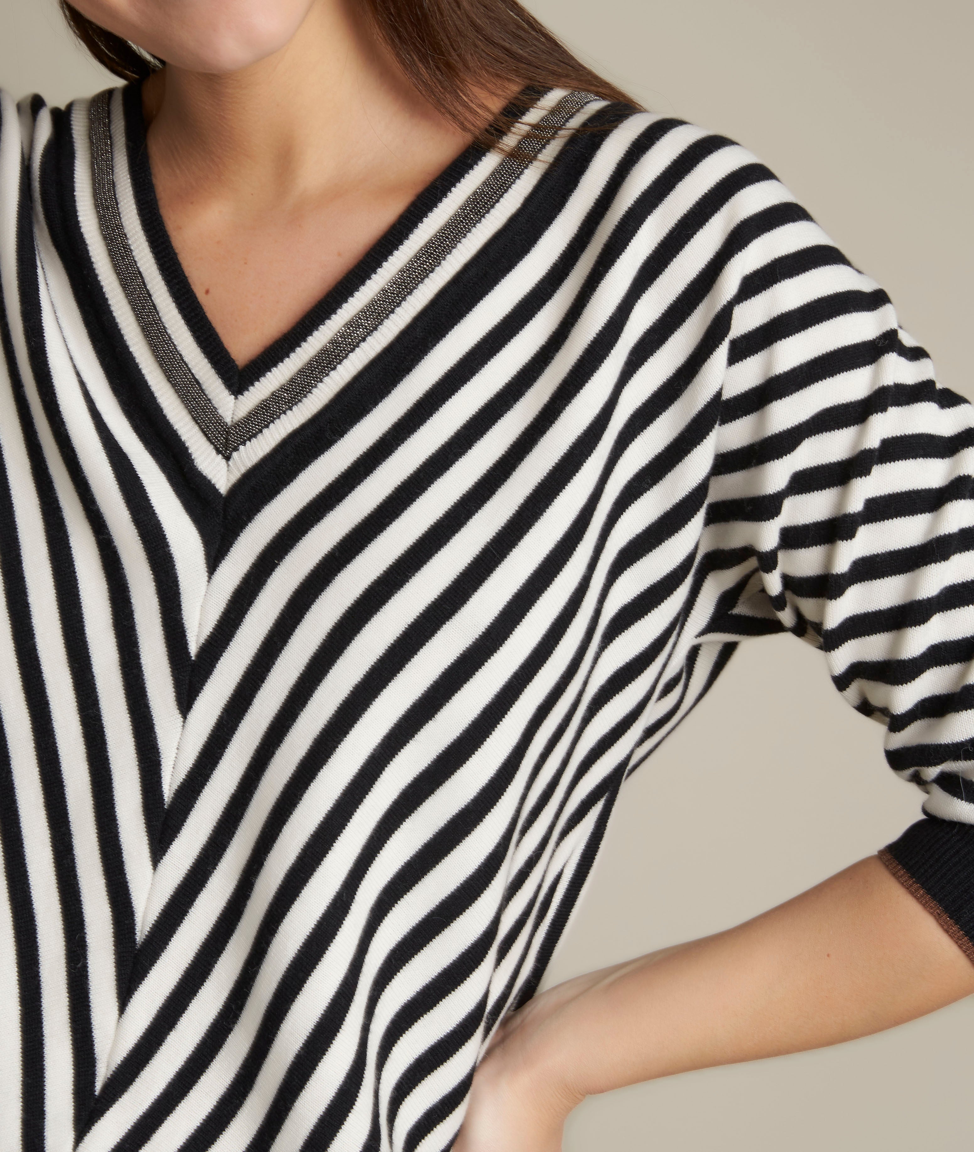 Pull rayé col V Dollar Faume - seconde main