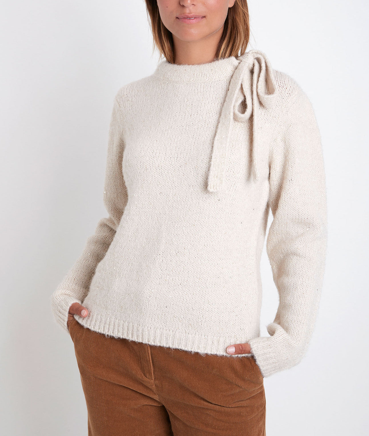 Pull col fantaisie beige Rodger Faume - seconde main