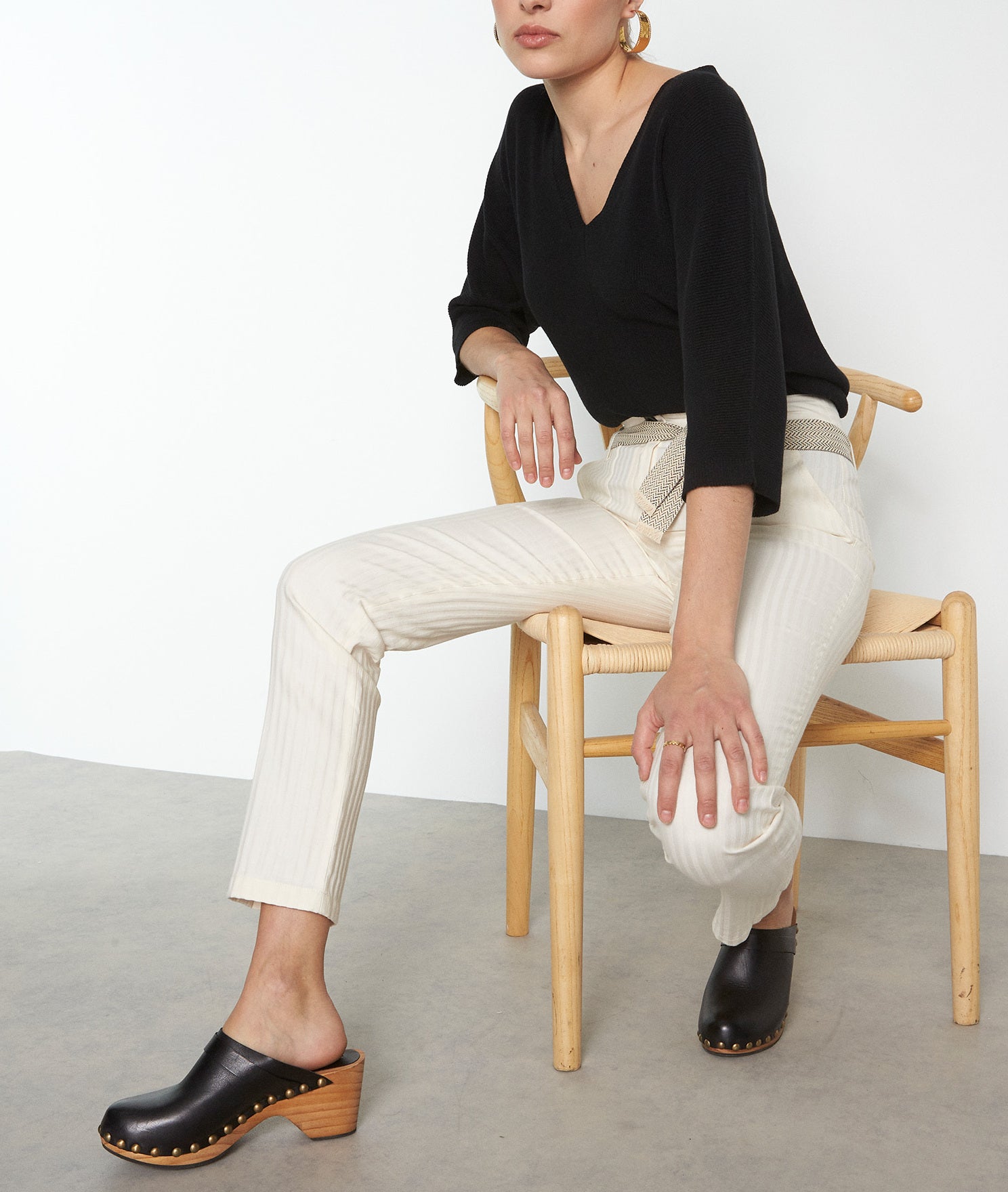 Pantalon à rayures crème Shelby Faume - seconde main