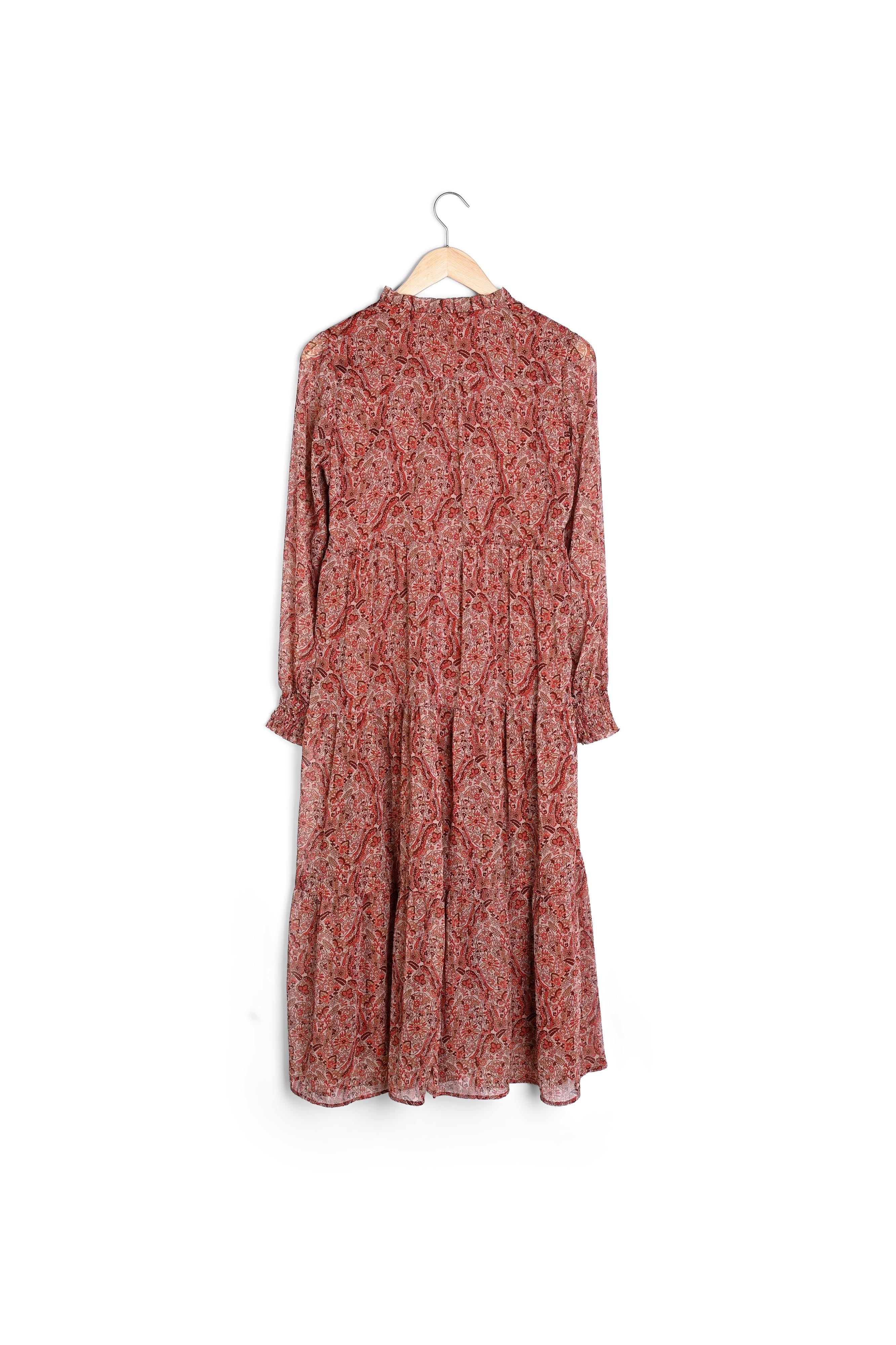 Robe longue rouge imprimée Nada Faume - seconde main