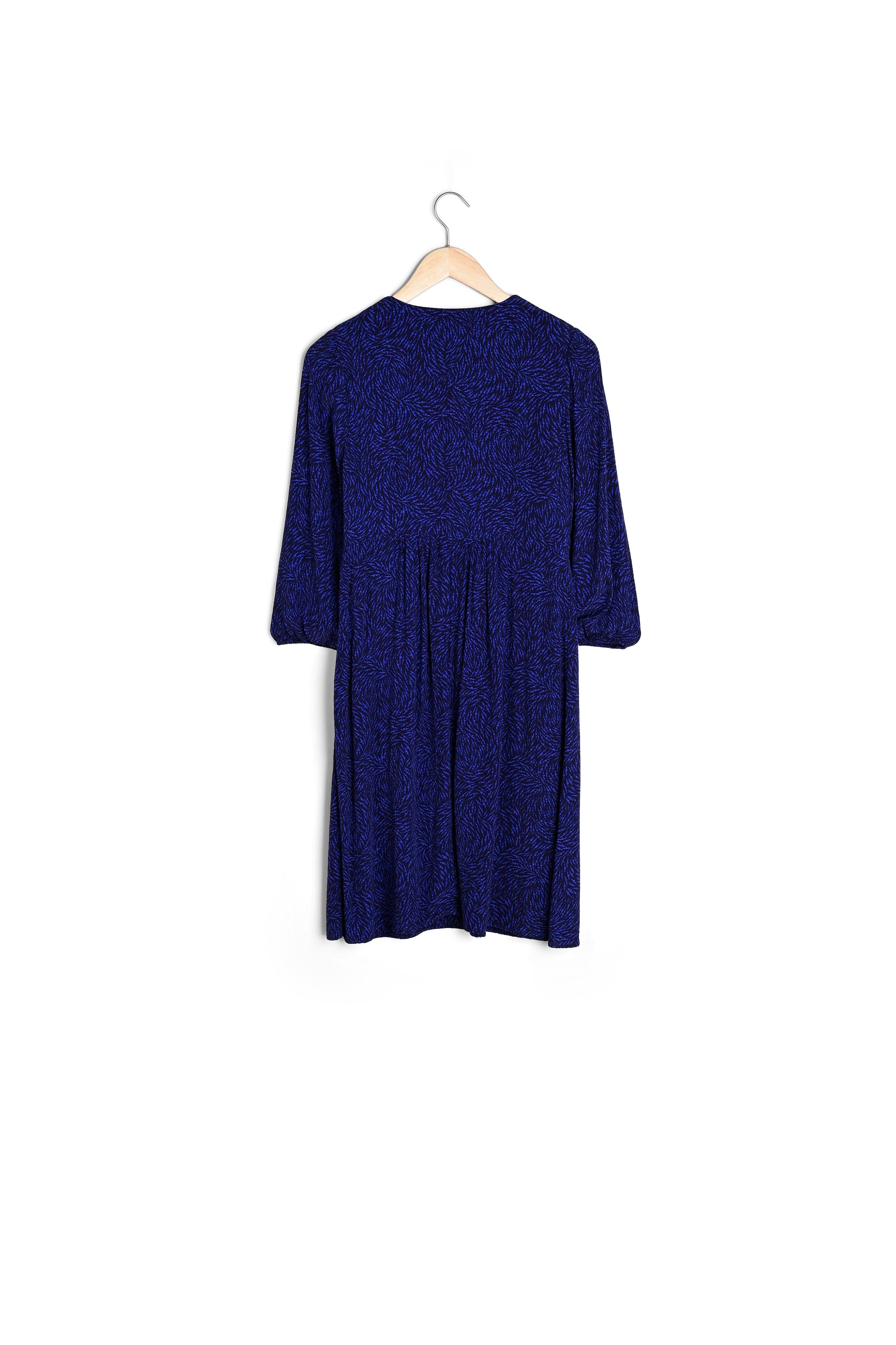 Robe courte smockée et imprimée bleu électrique Solen Faume - seconde main
