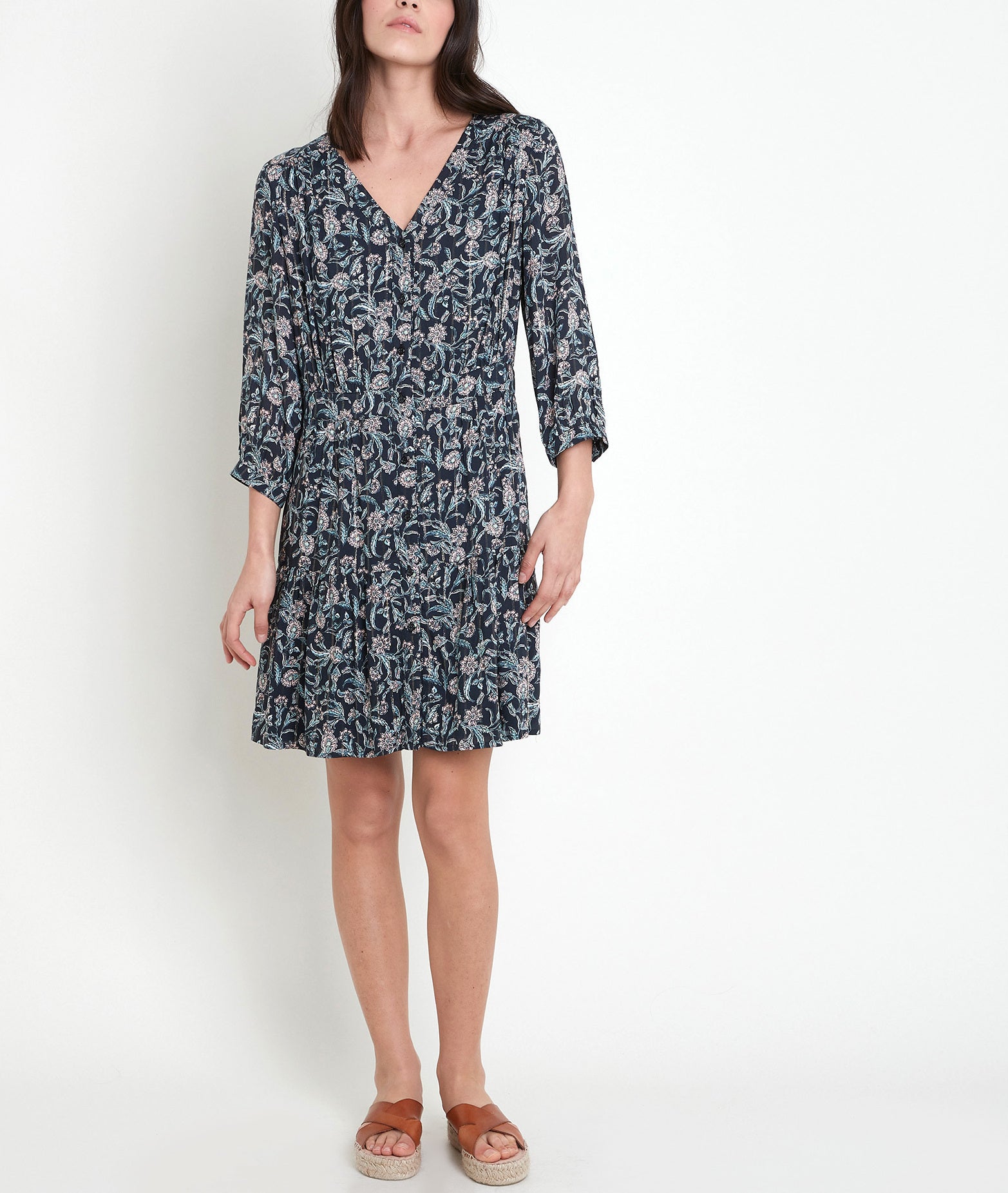 Robe bleue imprimée Louisette Faume - seconde main