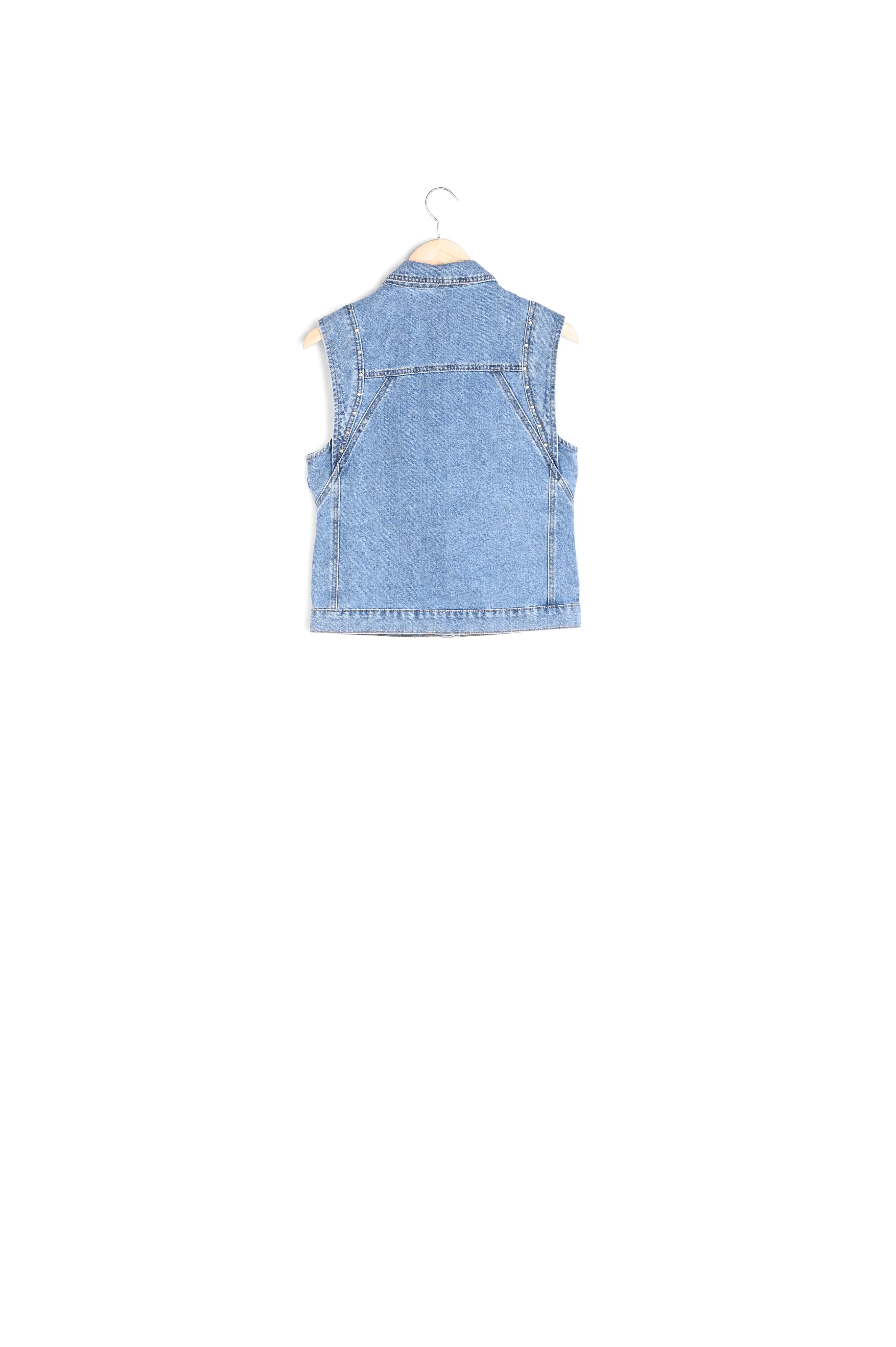 Veste en jean sans manches stone used Fanfan Faume - seconde main