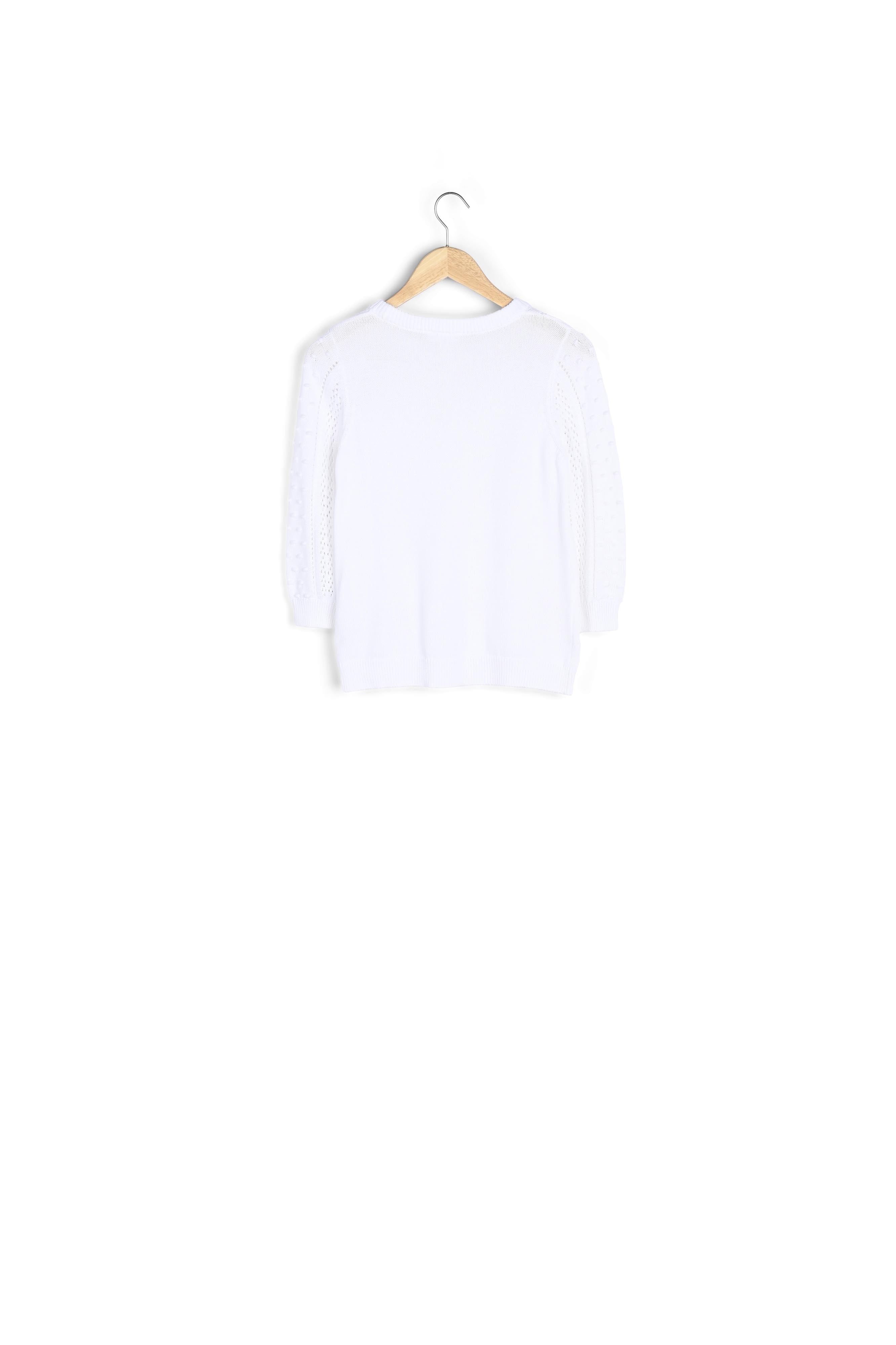 Pull en coton bio à détails ajourées blanc Pietra Faume - seconde main