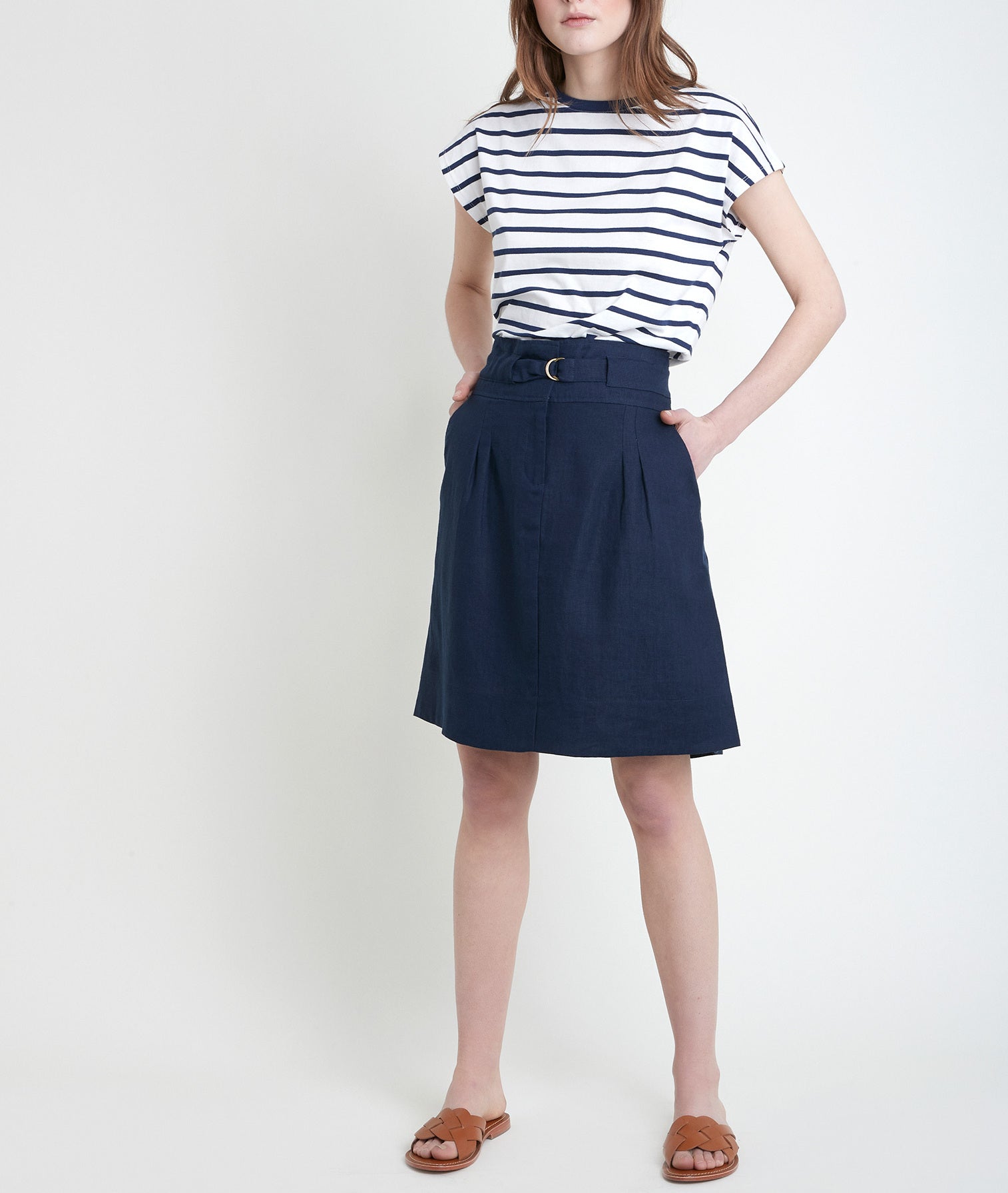 Jupe en lin certifié bleu Elisa Faume - seconde main