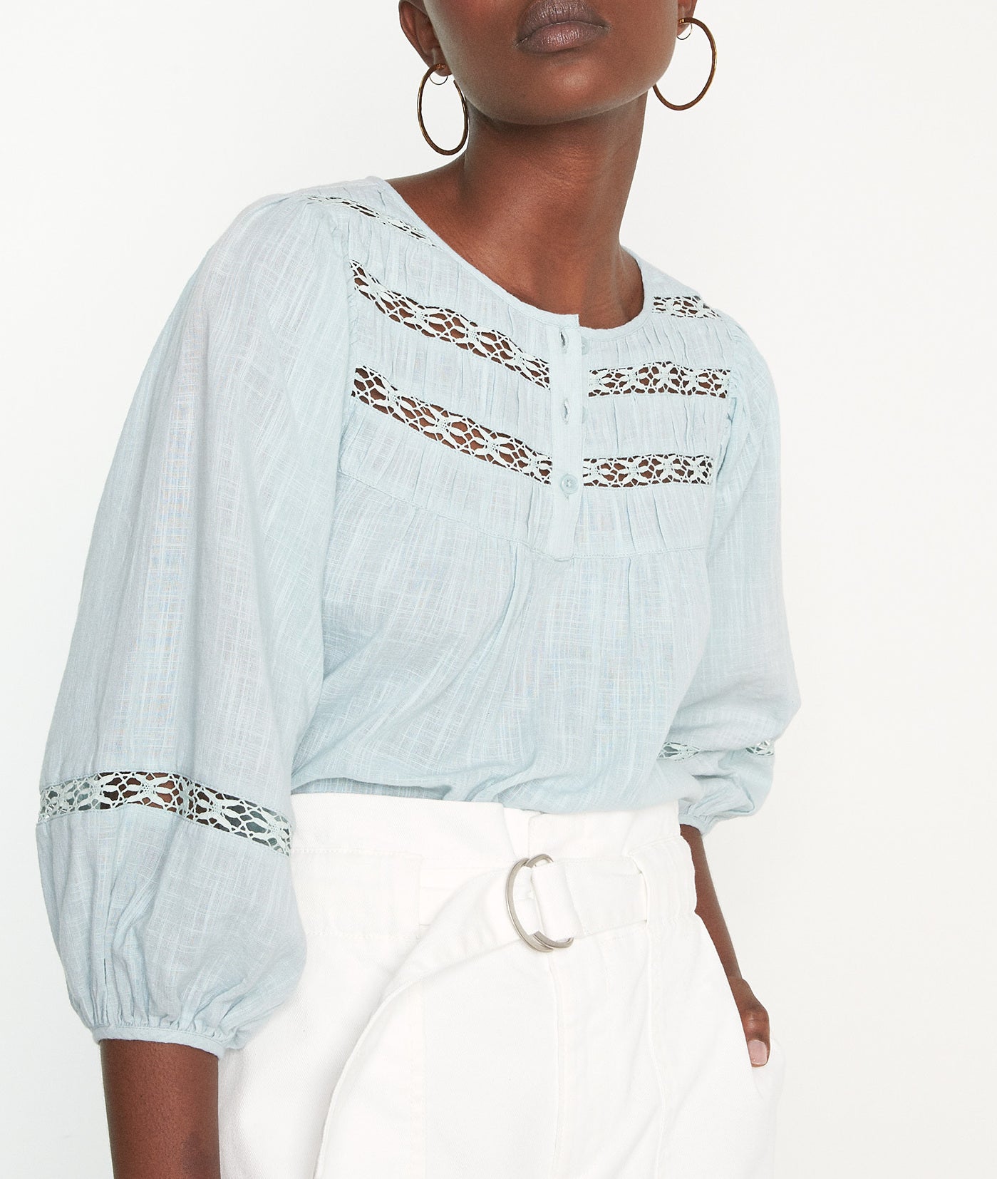 Blouse romantique en coton menthe Lizzie Faume - seconde main