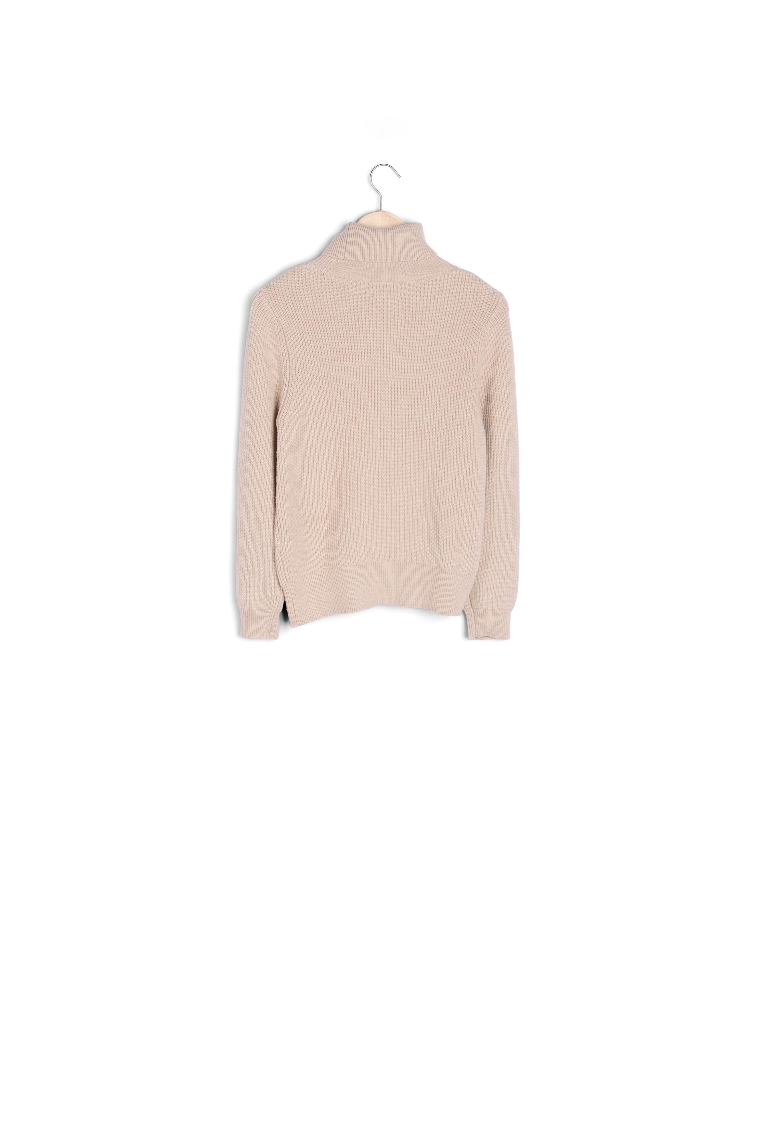 Pull col roulé texturé en polyester recyclé beige Trishka Faume - seconde main