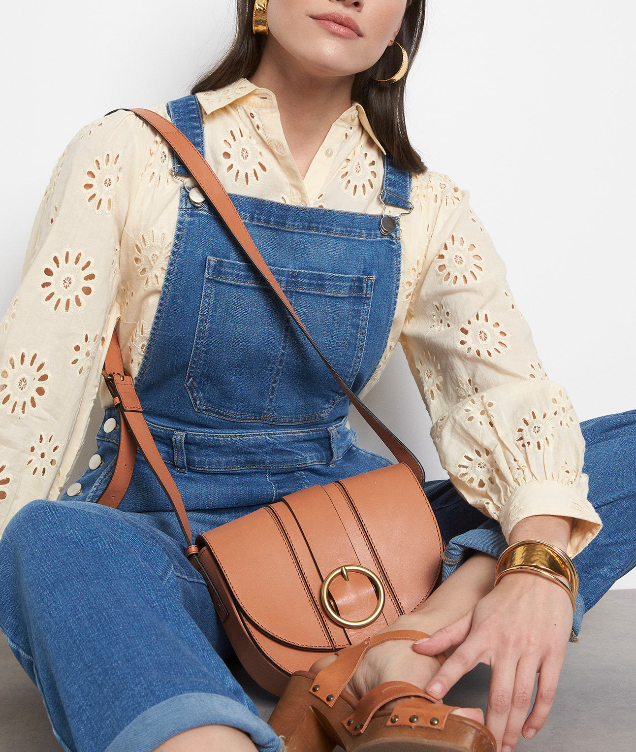 Salopette en jean en coton bio stone used Belinda Faume - seconde main