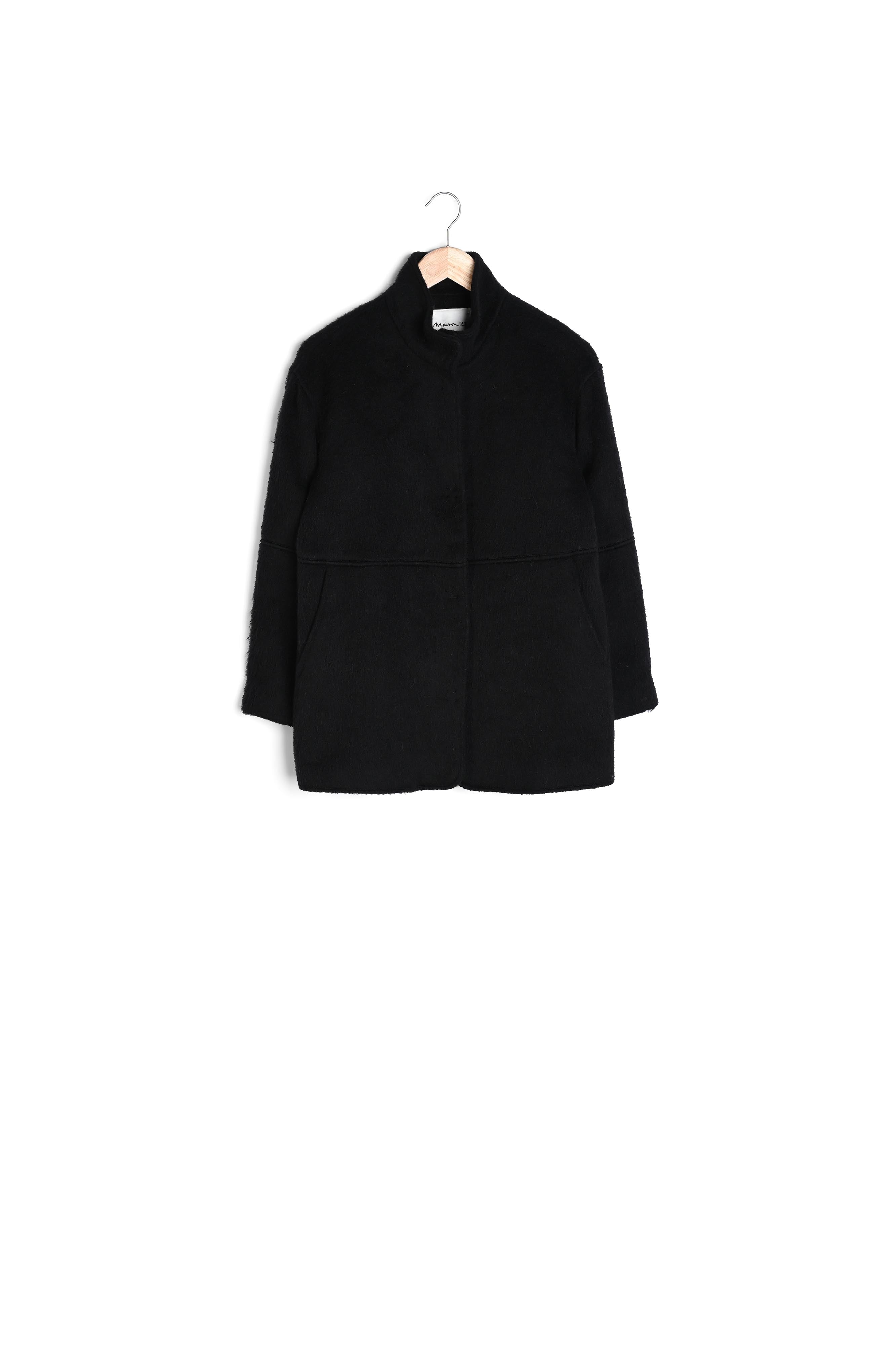 Manteau droit en laine et mohair noir Lamia Faume - seconde main
