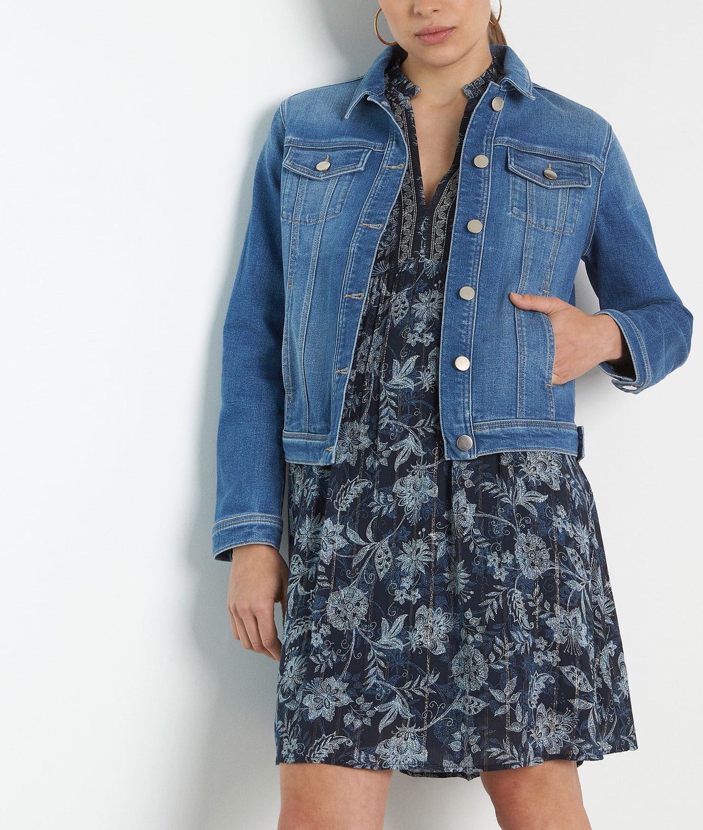 Robe courte imprimée bleu marine Lais Faume - seconde main