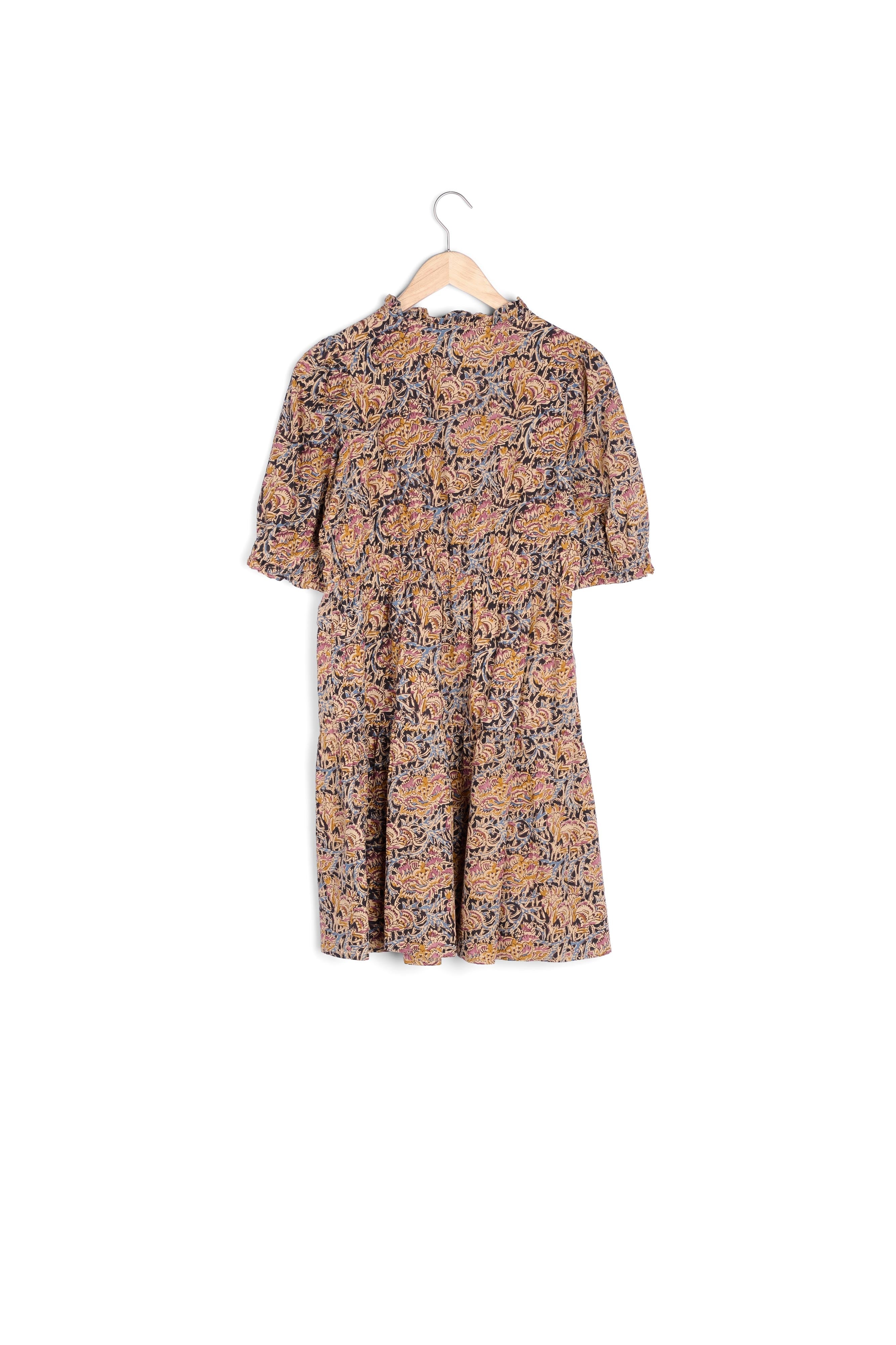 Robe courte en coton imprimé ocre HIVY Faume - seconde main