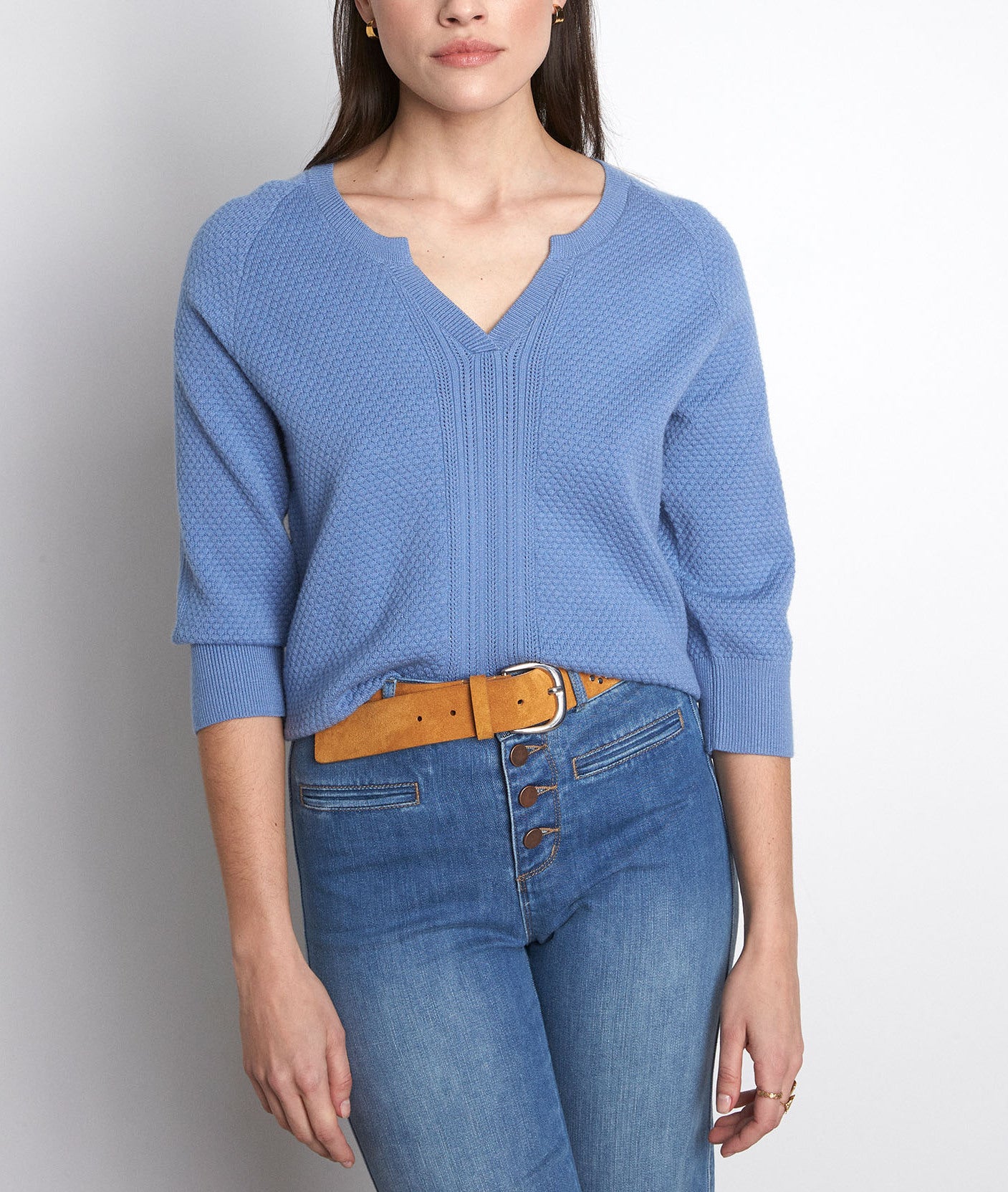 Pull maille texturée bleu ciel Pacifique Faume - seconde main