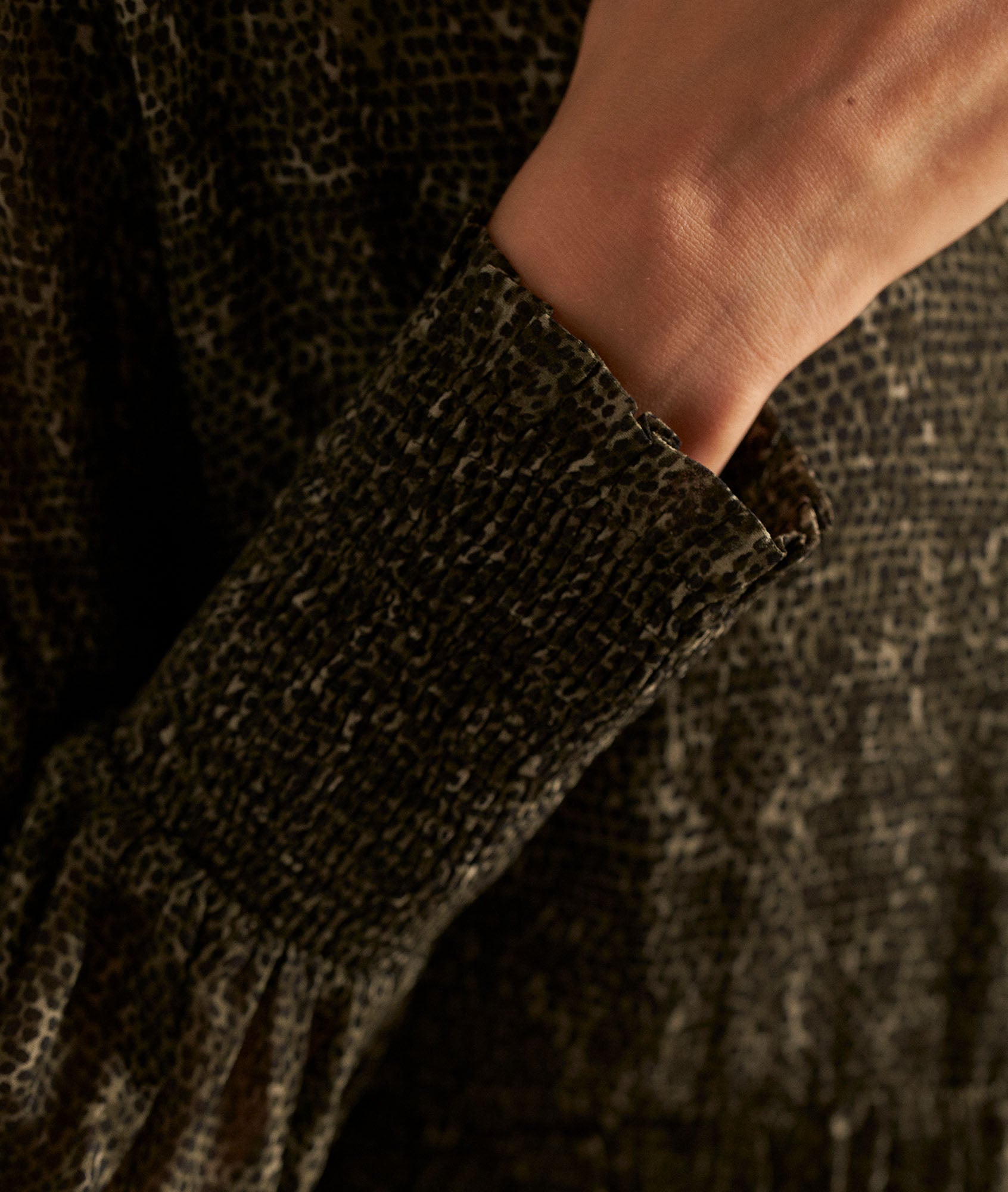 Robe courte kaki imprimée Hadira Faume - seconde main