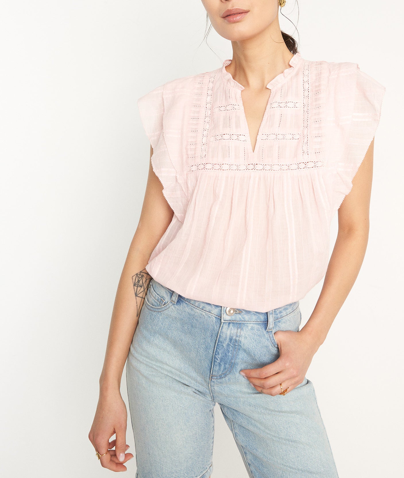 Blouse sans manches en coton rose Constance Faume - seconde main