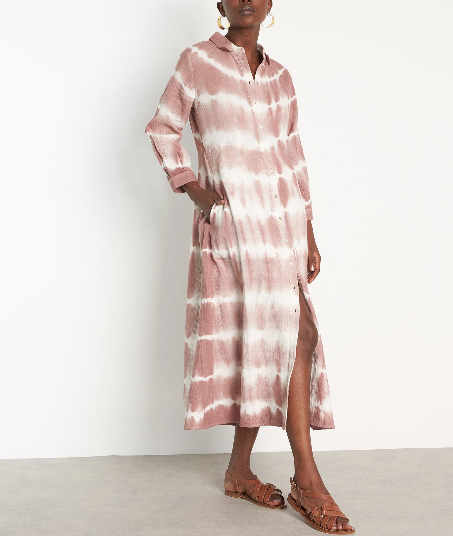 Robe longue tie and dye en coton poudre Laurice Faume - seconde main