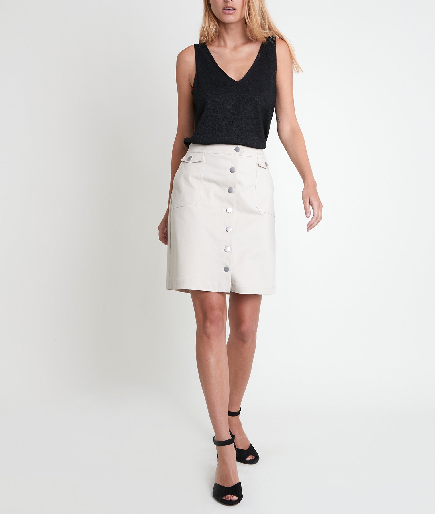 Jupe beige boutonnée Ambre Faume - seconde main